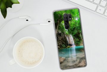 MuchoWow Handyhülle Dschungel - Wasserfall - Pflanzen - Wasser - Natur, Phone Case, Handyhülle Xiaomi Redmi 9, Silikon, Schutzhülle