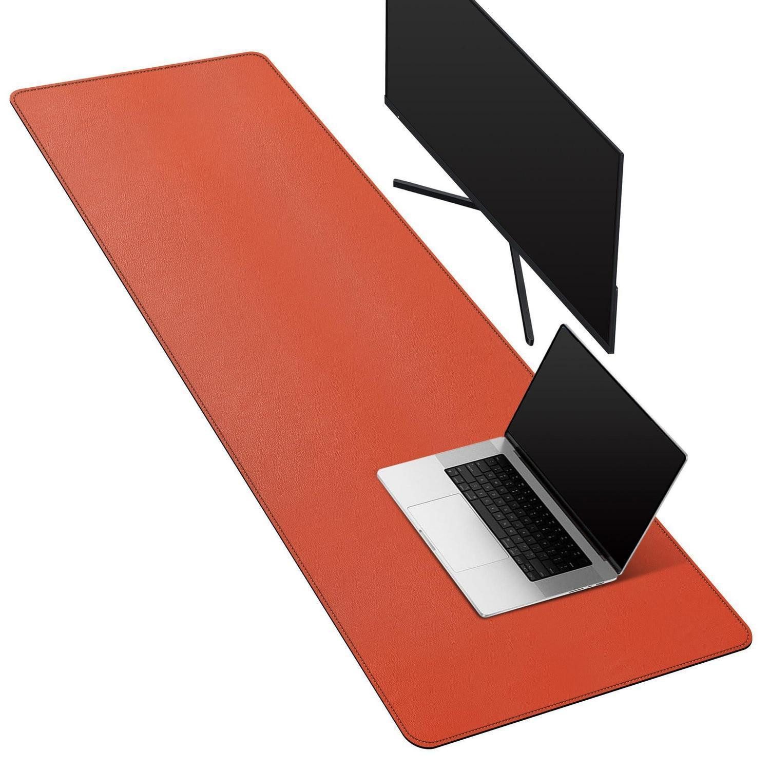 LuxusKollektion Schreibtischunterlage Schreibtischunterlage Orange 140x60cm in Lederoptik
