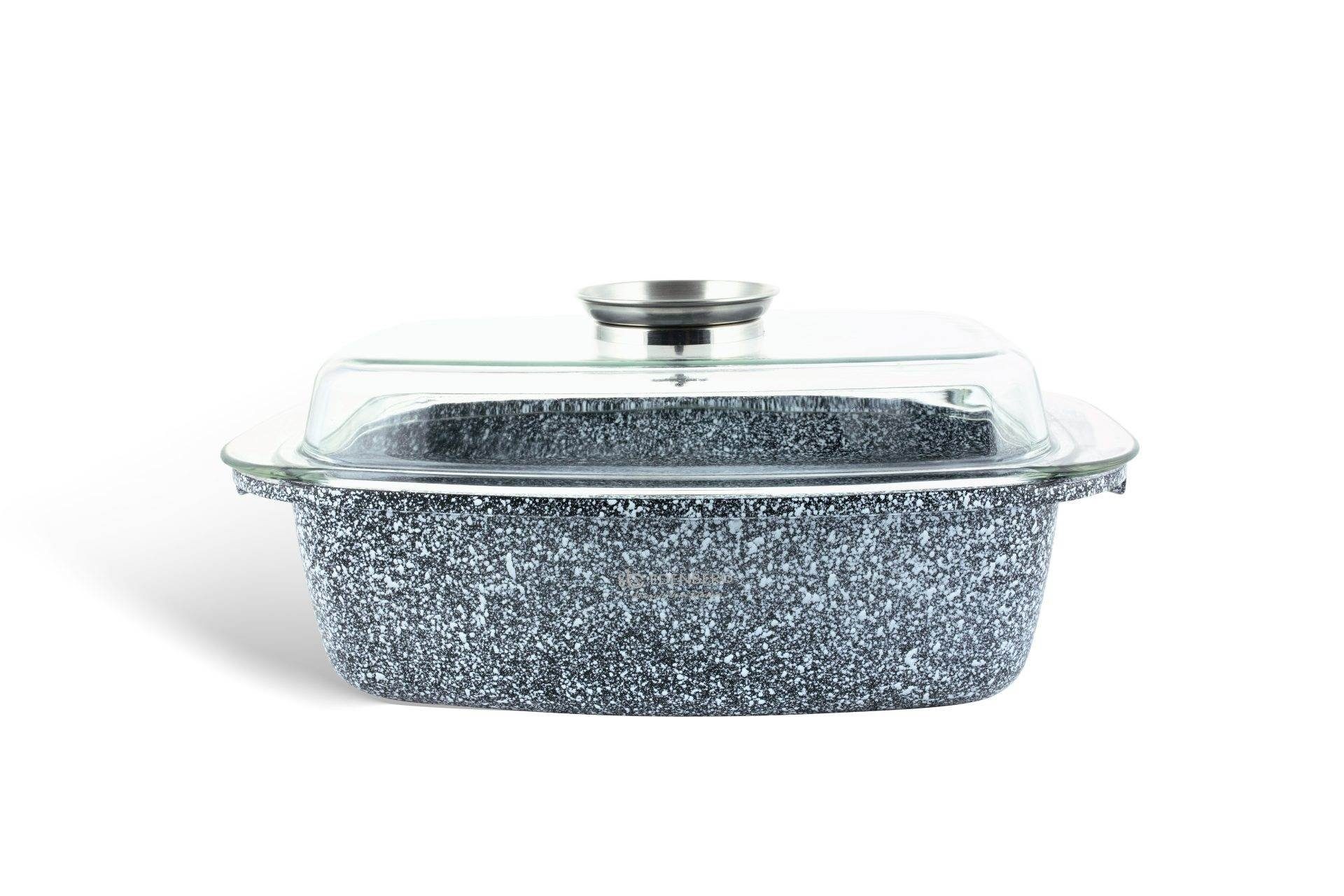 Edenberg Kochtopf Bräter, quadratischer Topf 5,5L Alugussbräter Glasdeckel Gänsepfanne, Aluminium, Keramik (2-tlg., Zeitloses Design des Topfsets. Eine ideale Geschenkidee)