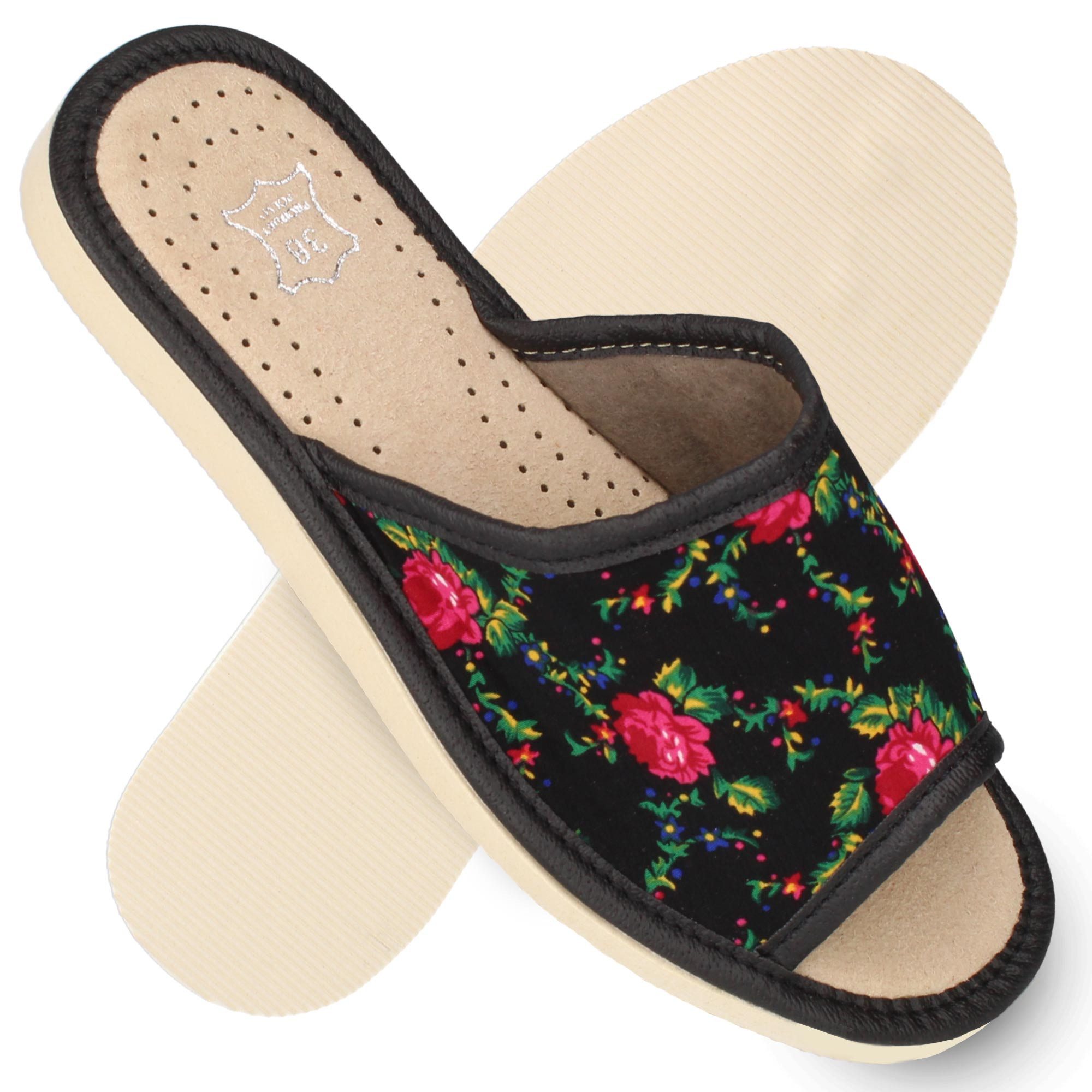 filsko Lorient Damen Hausschuh Retro-Blumenmuster, Slip-On