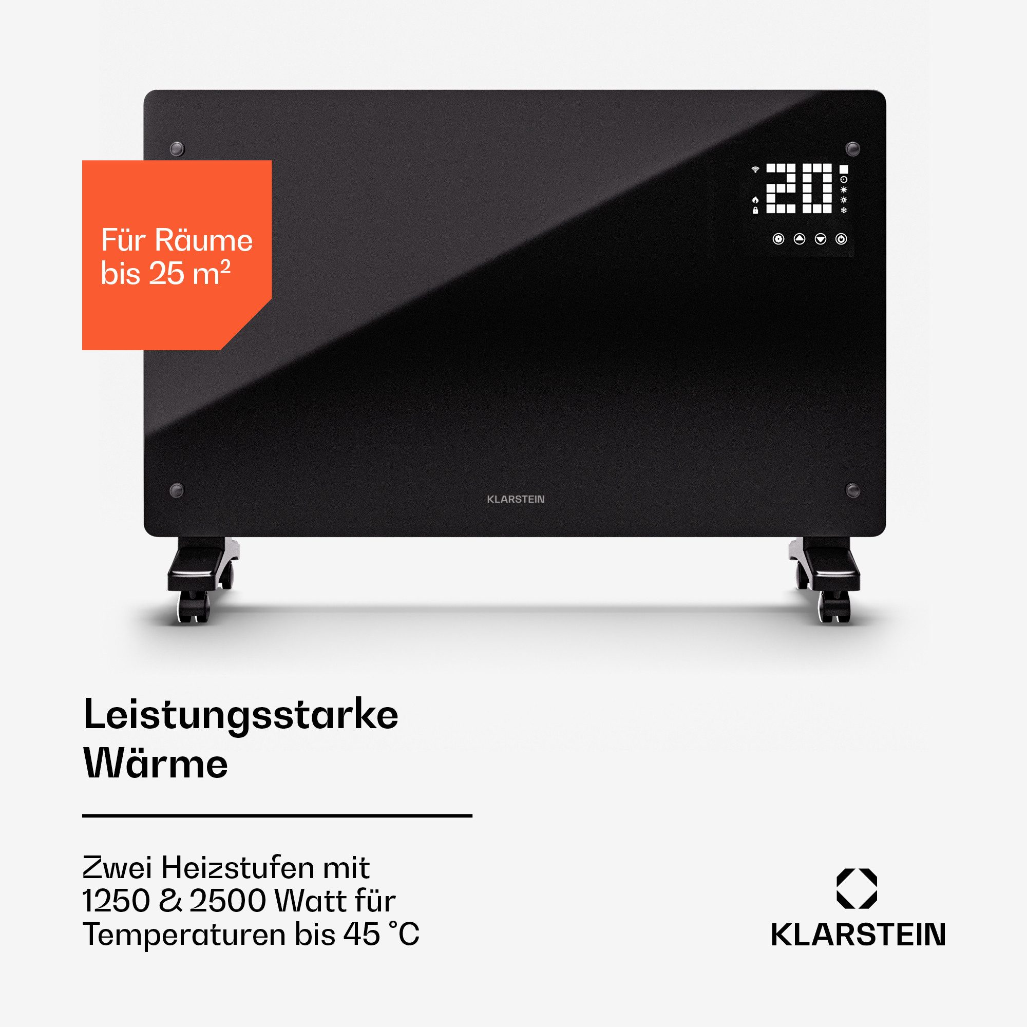 Klarstein Heizstrahler Bornholm Smart 2500, Heizung Elektrische Heizstrahler Badezimmer Küche Wifi LED Weiß – Bild 5 von 5