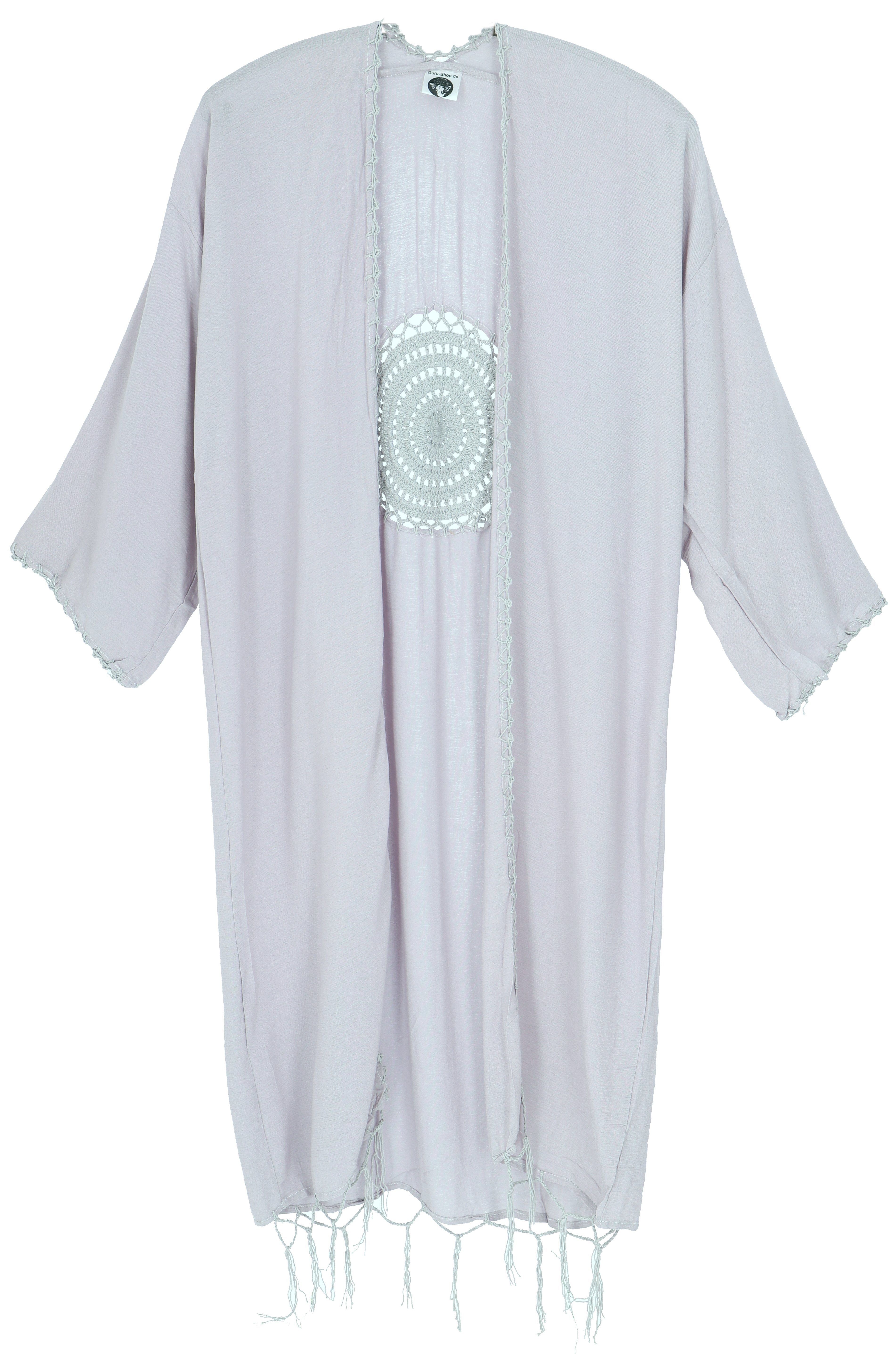 Guru-Shop Longbluse Leichter Kaftan, besticktes offenes.. alternative Bekleidung