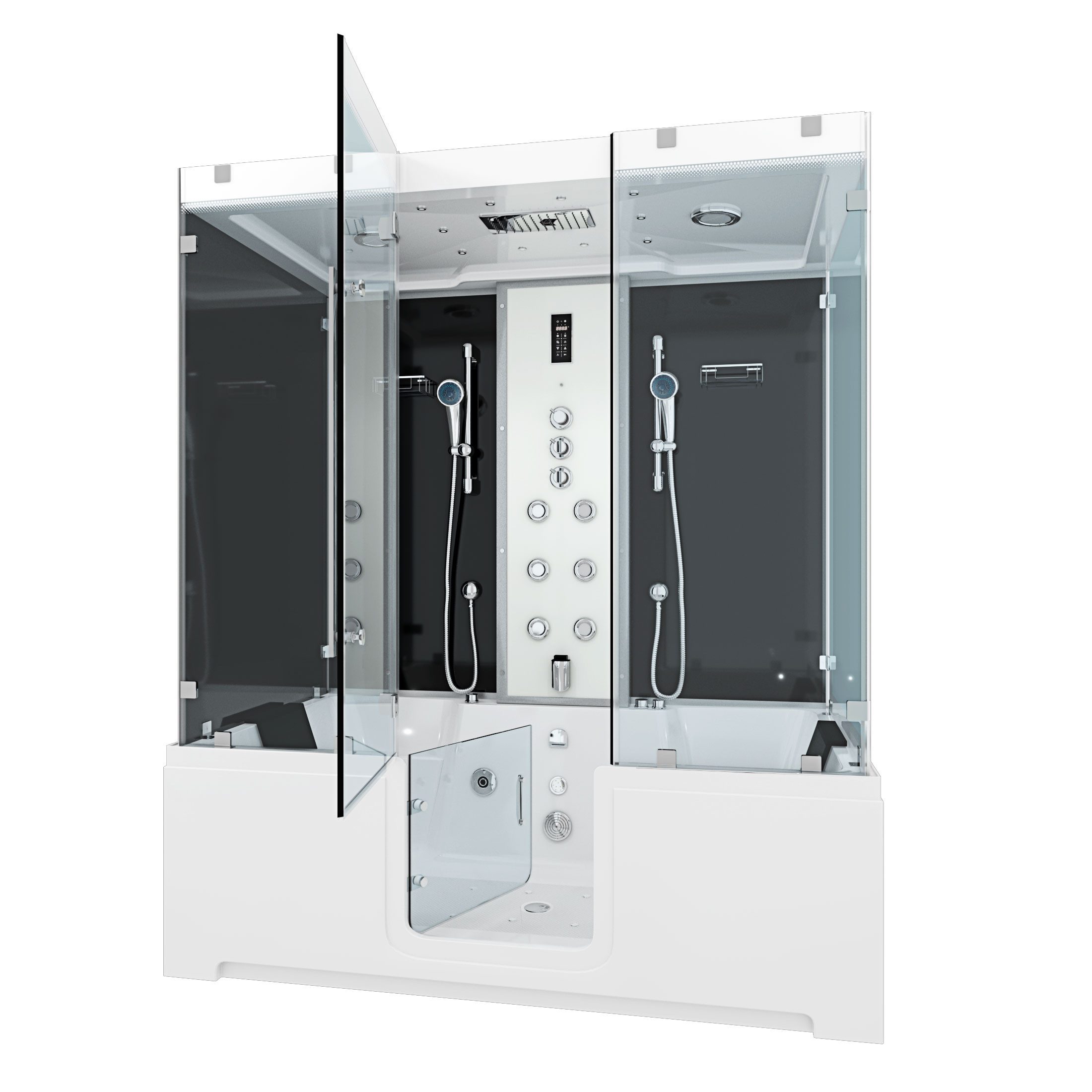 AcquaVapore Grossraumdusche Whirlpool mit Tür Dusche K88-SW-TH-A-ALL Duschkabine, Sicherheitsglas ESG, Nackenstütze
