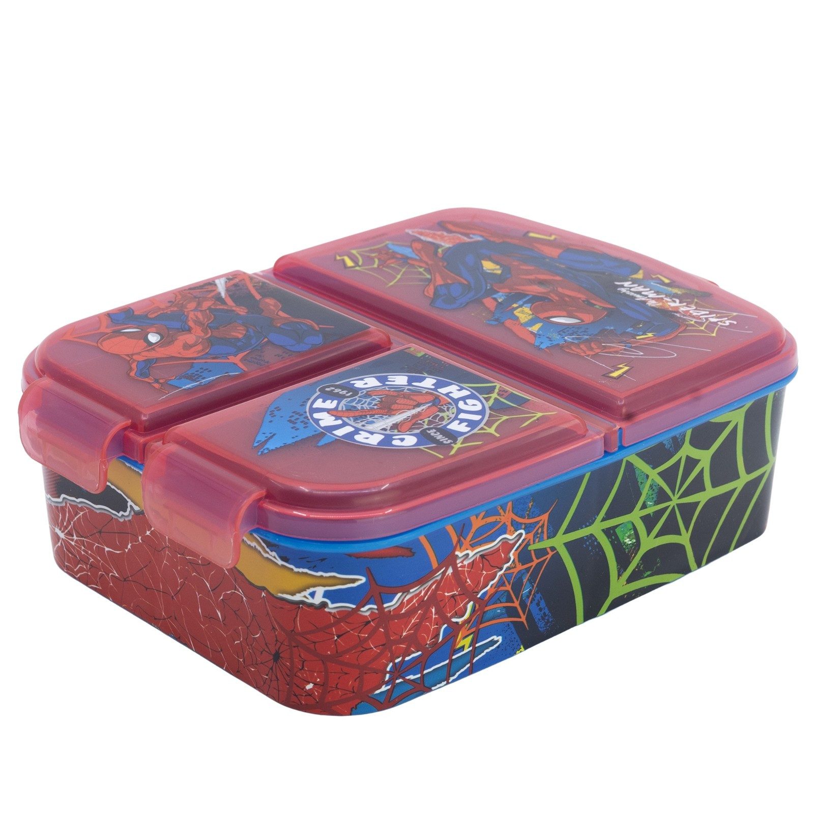MARVEL Lunchbox Marvel Spiderman 4 teiliges Kinder Set Brotdose Trinkflasche Besteck, (4-tlg., Spar-Set), 460 ml
