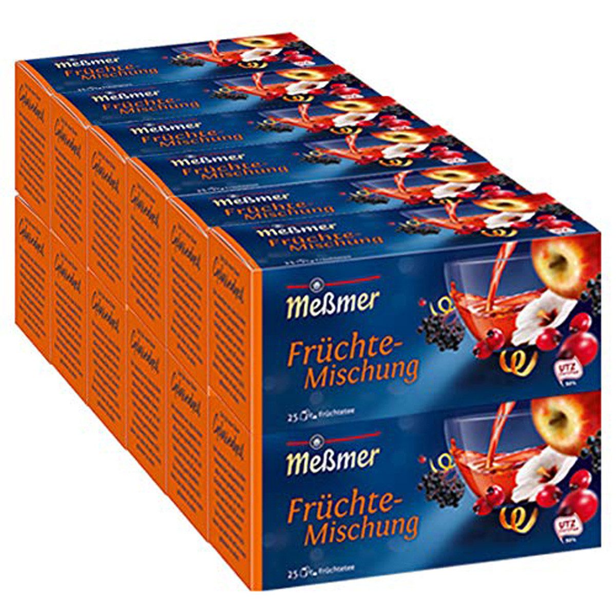 Meßmer Tee, Meßmer Früchte Mischung herzhaft fruchtig 25 Teebeutel 75g 12er Pack