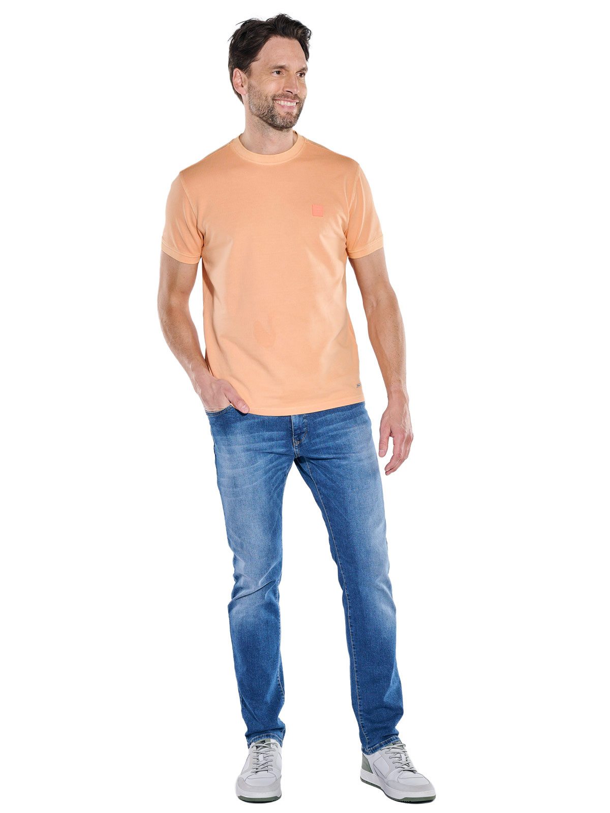 Engbers T-Shirt Herren Rundhals T-Shirt mit Badge an der Brust, Orange