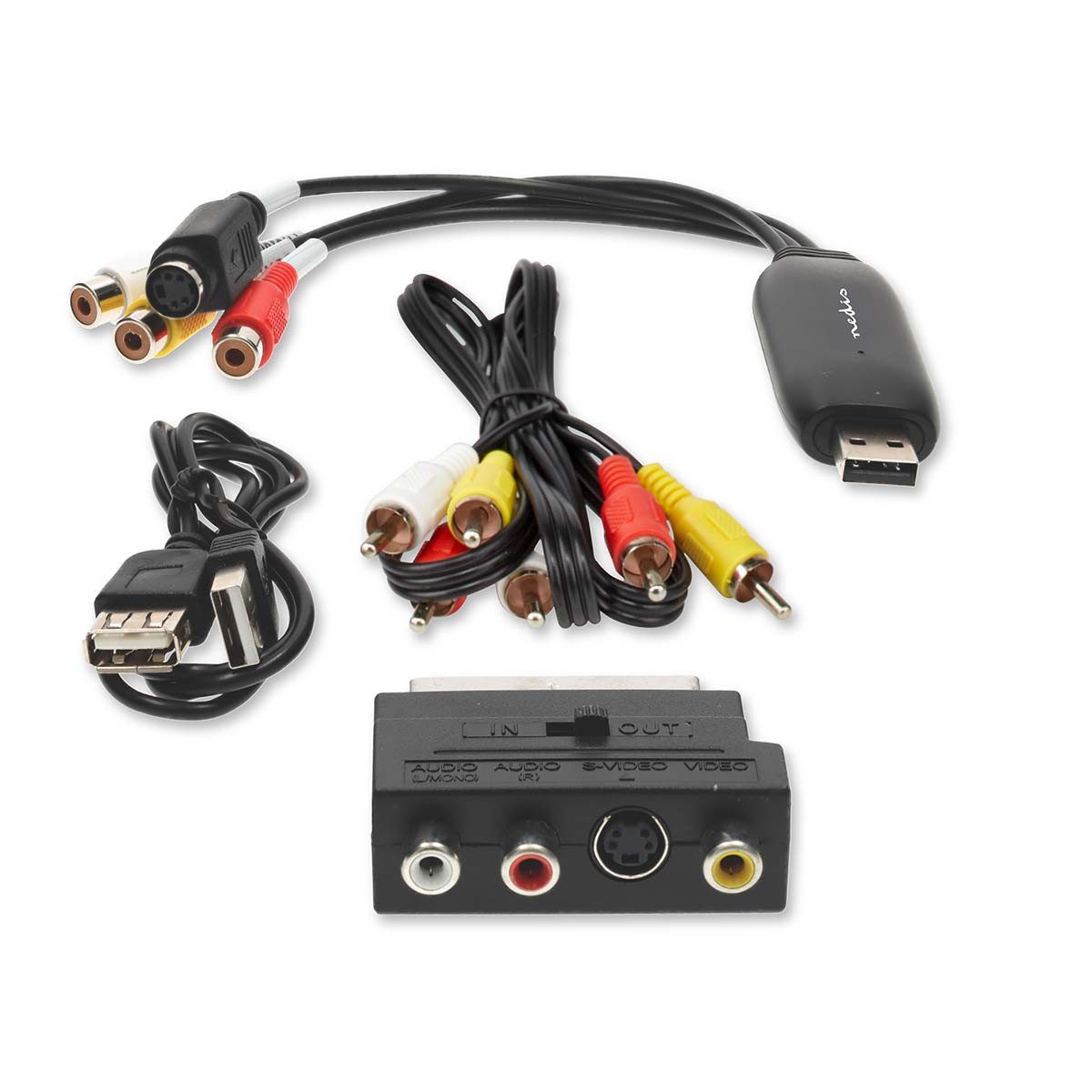 Nedis VGRRU101BK Audio- & Video-Kabel, Video Grabber, Video Grabber, Video Grabber, digitalisiert analoge Videos, keine Treiberinstallation