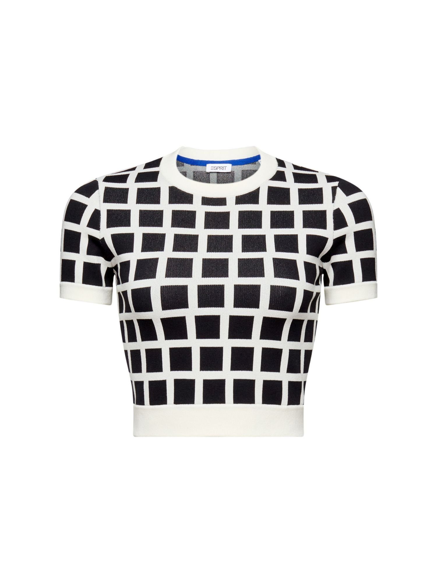 Esprit Kurzarmpullover Verkürztes Pullover-T-Shirt im Jacquard-Design