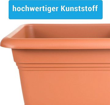 Centi Pflanzkübel Blumenkübel, groß außen mit Untersetzer, Pflanzentopf (Set, 3 St., 40x40 cm, Farbe: Terracotta), Pflanztopf, Pflanzentopf, Made in Germany