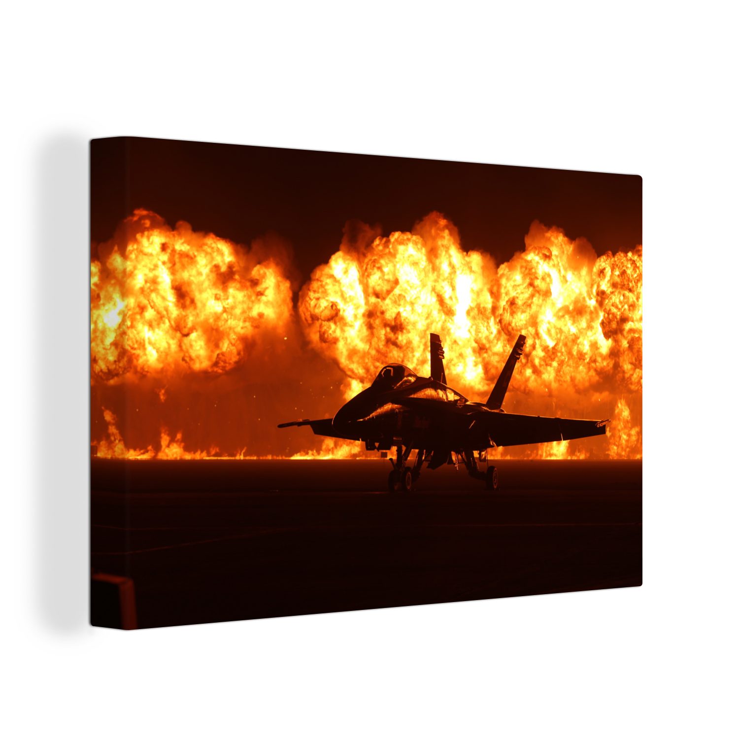 OneMillionCanvasses® Leinwandbild Amerika - Flugzeug - Feuer, (1 St), Wandbild Leinwandbilder, Aufhängefertig, Wanddeko, 30x20 cm