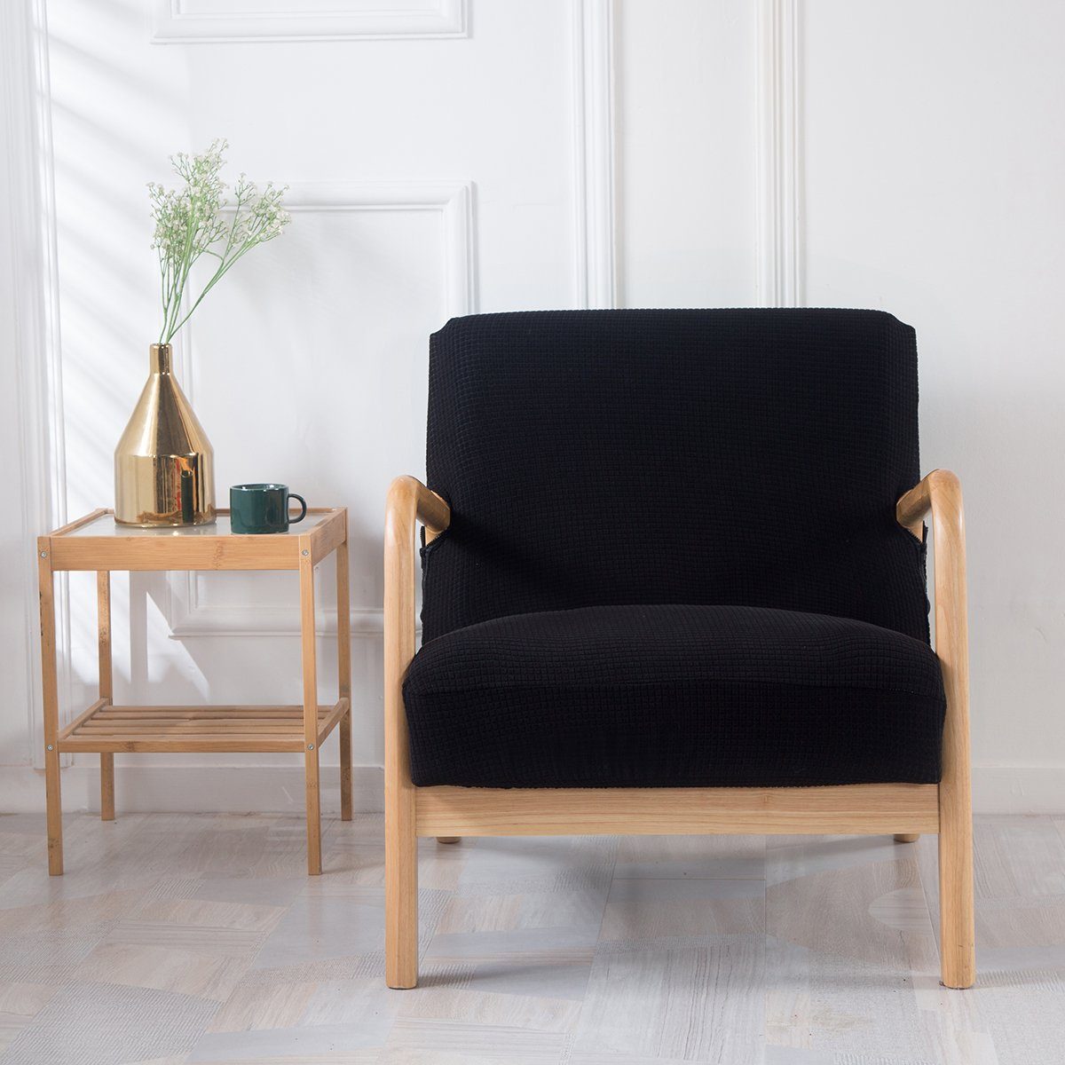 Wohnkultur Sesselbezug Reißverschluss Stuhlhusse Stuhlbezug, Qelus, Schwarz Stretch