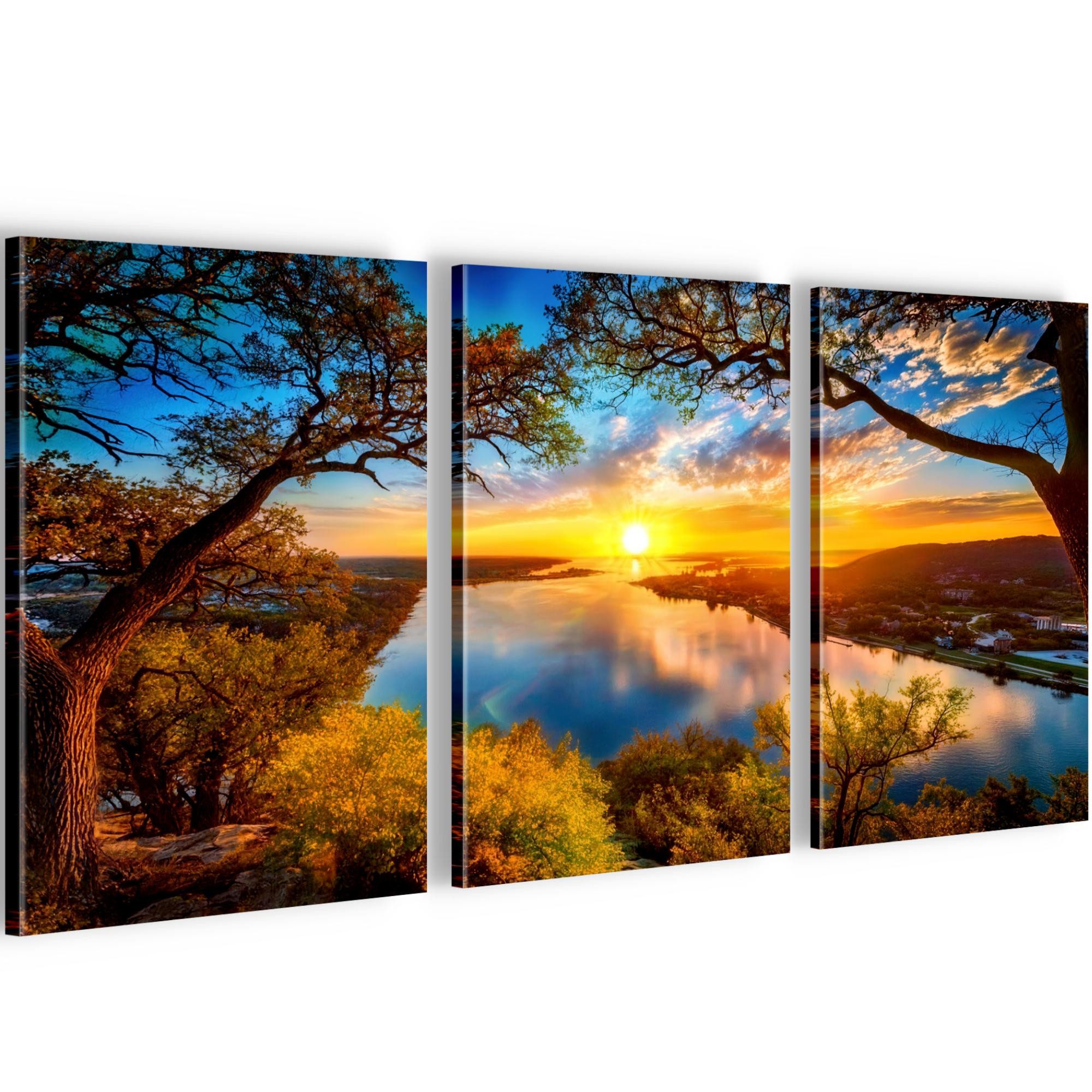 Novart Wandbild Landschaft für Büro 3 Bilder Himmelblau Landschaft N043030a, 20 x 30 cm - 3 Bilder
