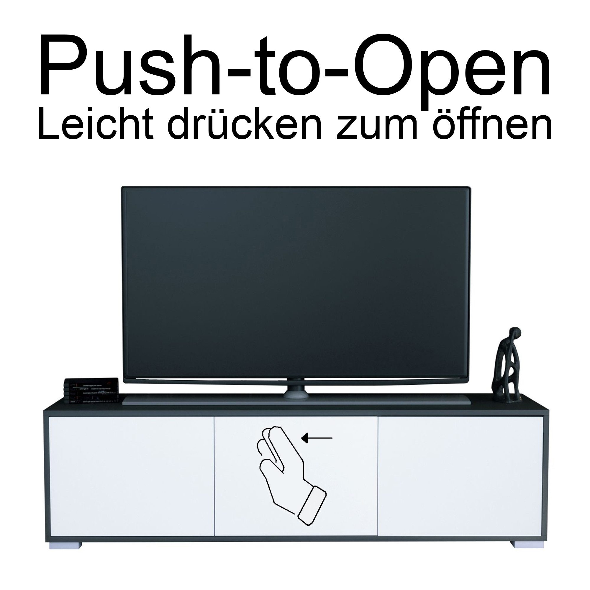 InnoFurn Lowboard Elena, Maße: Breite: 152,5 cm Höhe: 60,5 cm Tiefe: 37 cm