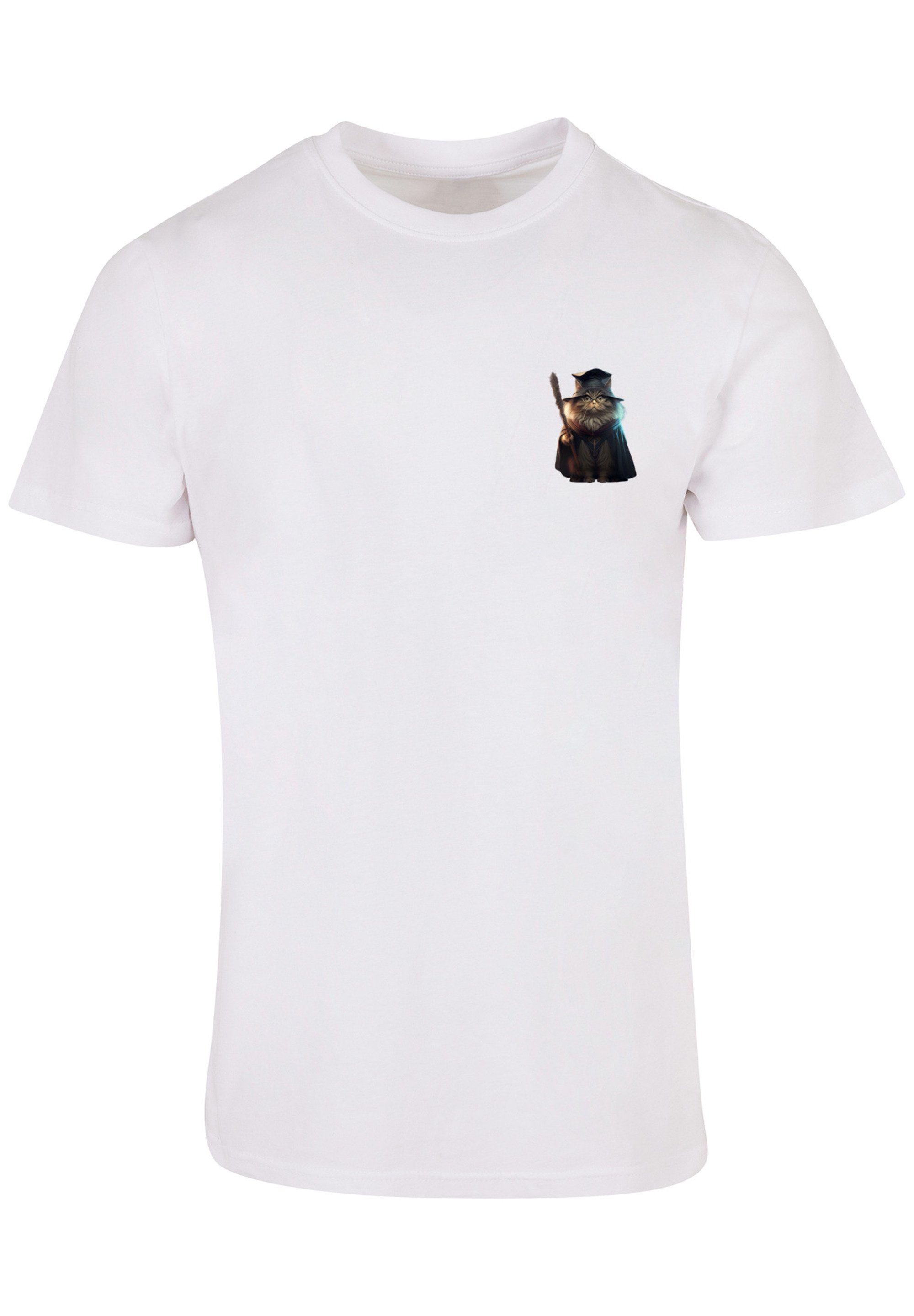 Cat Print F4NT4STIC UNISEX T-Shirt Wizard TEE weiß