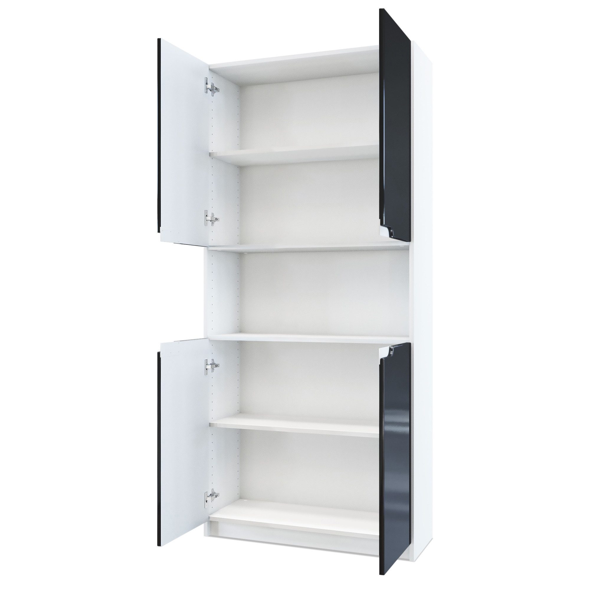 Vladon Aktenschrank Logan V2 (Aktenschrank, mit 5 Fächern und 4 Türen) Weiß matt/Bordeaux Hochglanz (82 x 185 x 37 cm)