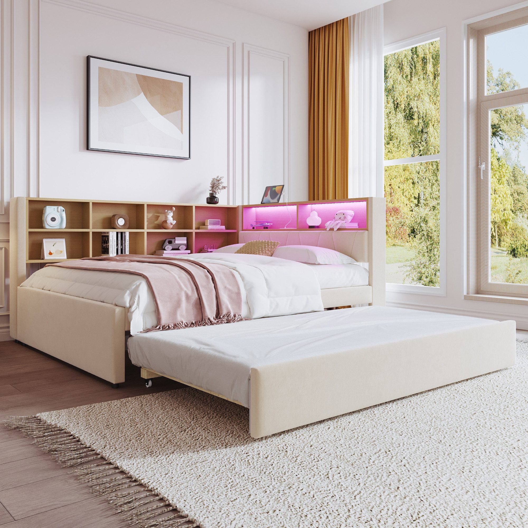 STILVORA Schlafsofa Polsterbett 90×200 mit Ausziehbett günstig online kaufen