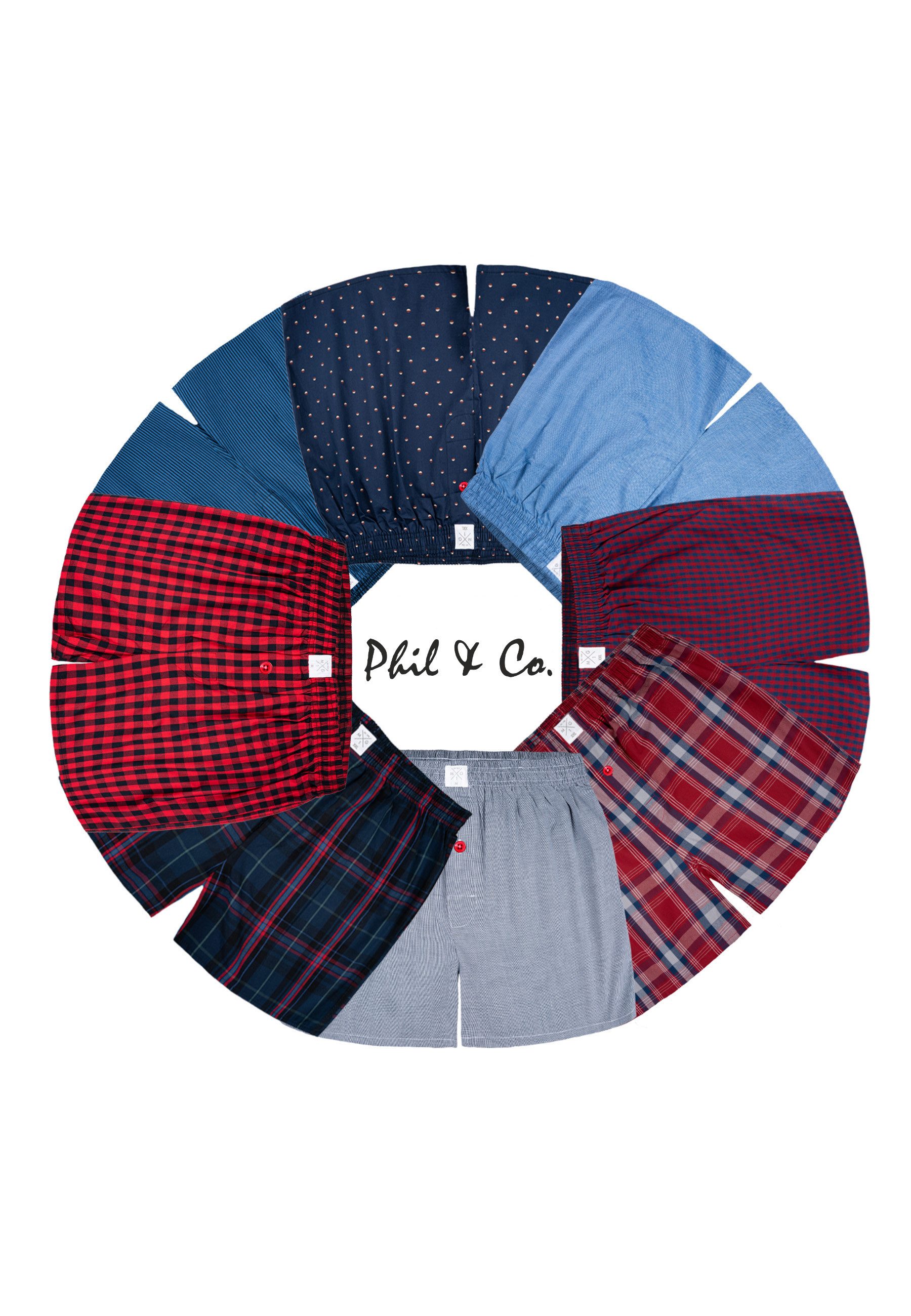 Phil & Co. Boxer Desortierter Mix - Überraschungs-Set aus 6 verschiedenen Mustern (6-St) American Boxershorts im Mystery Pack - weit geschnitten und bequem – Bild 2 von 5