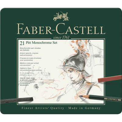 Faber-Castell Künstlerstift »PITT MONOCHROME Set medium 21-teiliges Etui«, (21-tlg)