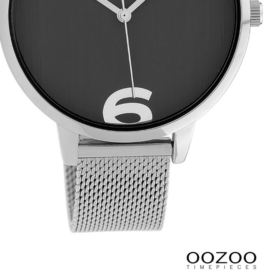 OOZOO Quarzuhr Oozoo Damen Armbanduhr Timepieces Analog, Damenuhr rund,  groß (ca. 42mm) Metallarmband, Fashion-Style, stufenlos verstellbarer  Schiebeverschluss