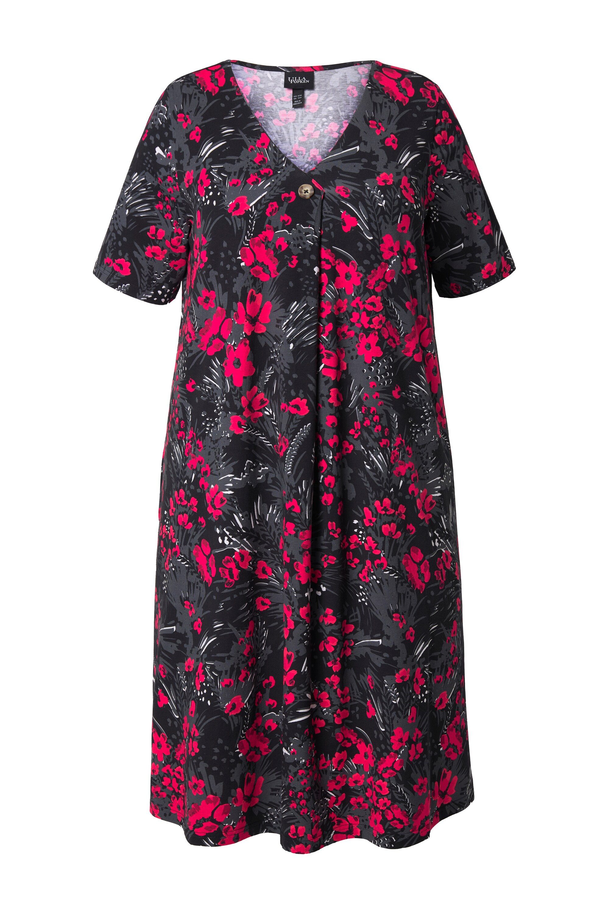 Ulla Popken Jerseykleid Jersey-Midikleid A-Linie V-Ausschnitt günstig online kaufen
