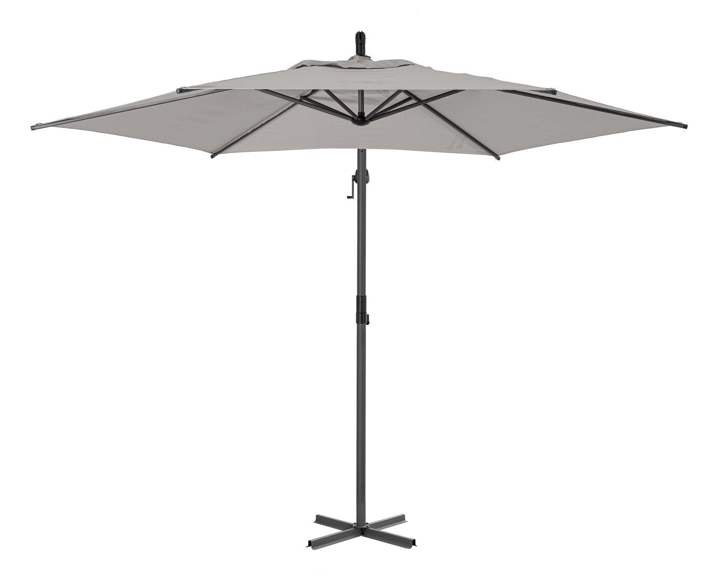 Bizzotto Ampelschirm TROPEA, Hellgrau, Ø 300 cm, Aluminium, Drehbar, Schwenkbar, Höhenverstellbar, mit Plattenständer, Polyester