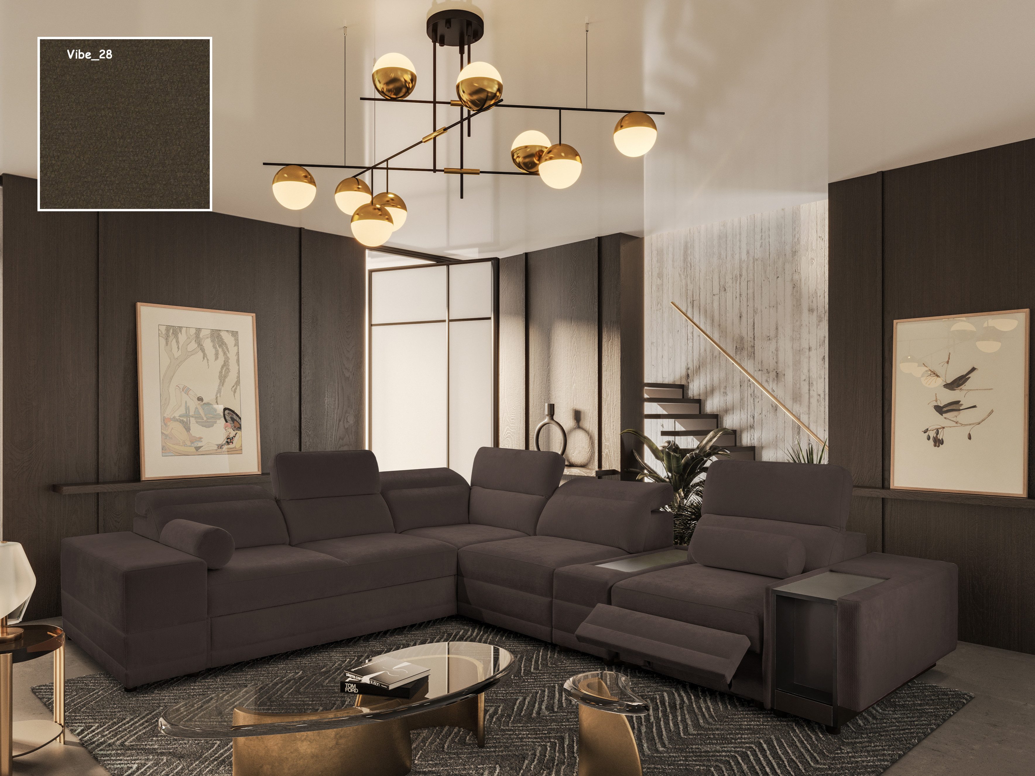 Möbel für Dich Ecksofa Enzo 13 MIX mit elektrisch ausfahrbarer Fußstütze und Mittelkonsole, mit Schlaffunktion, Bettkasten und verstellbaren Kopfstützen