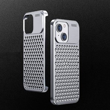 Orbeet Smartphone-Hülle Alu Metall Hülle Hohl Wabe Wärmeableitung Abdeckung für iPhone 15