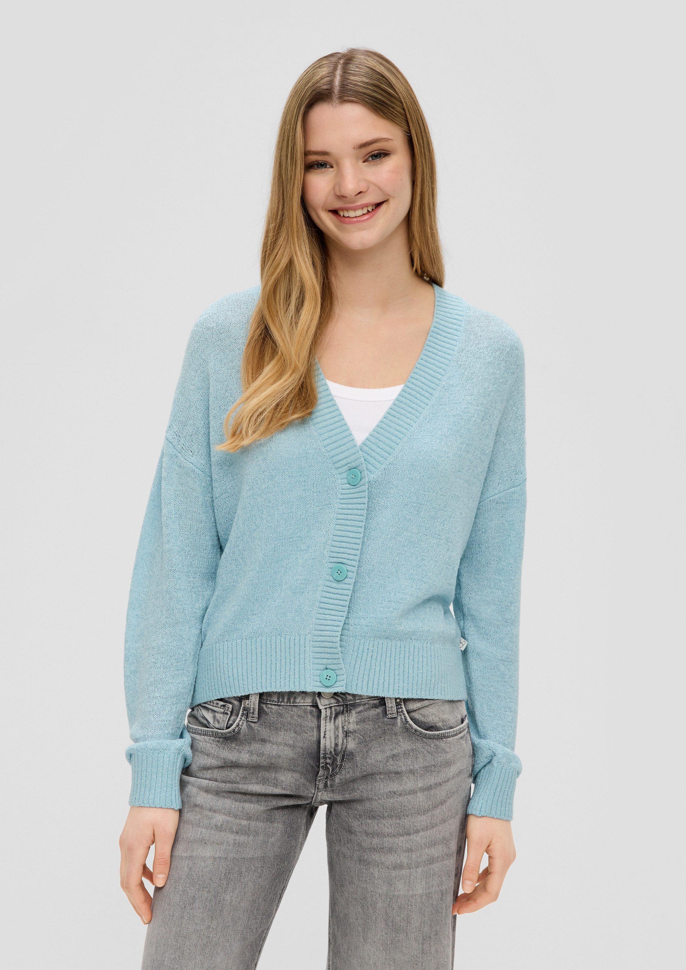 QS Cardigan Strickjacke Verkürzte Strickjacke mit Knöpfen