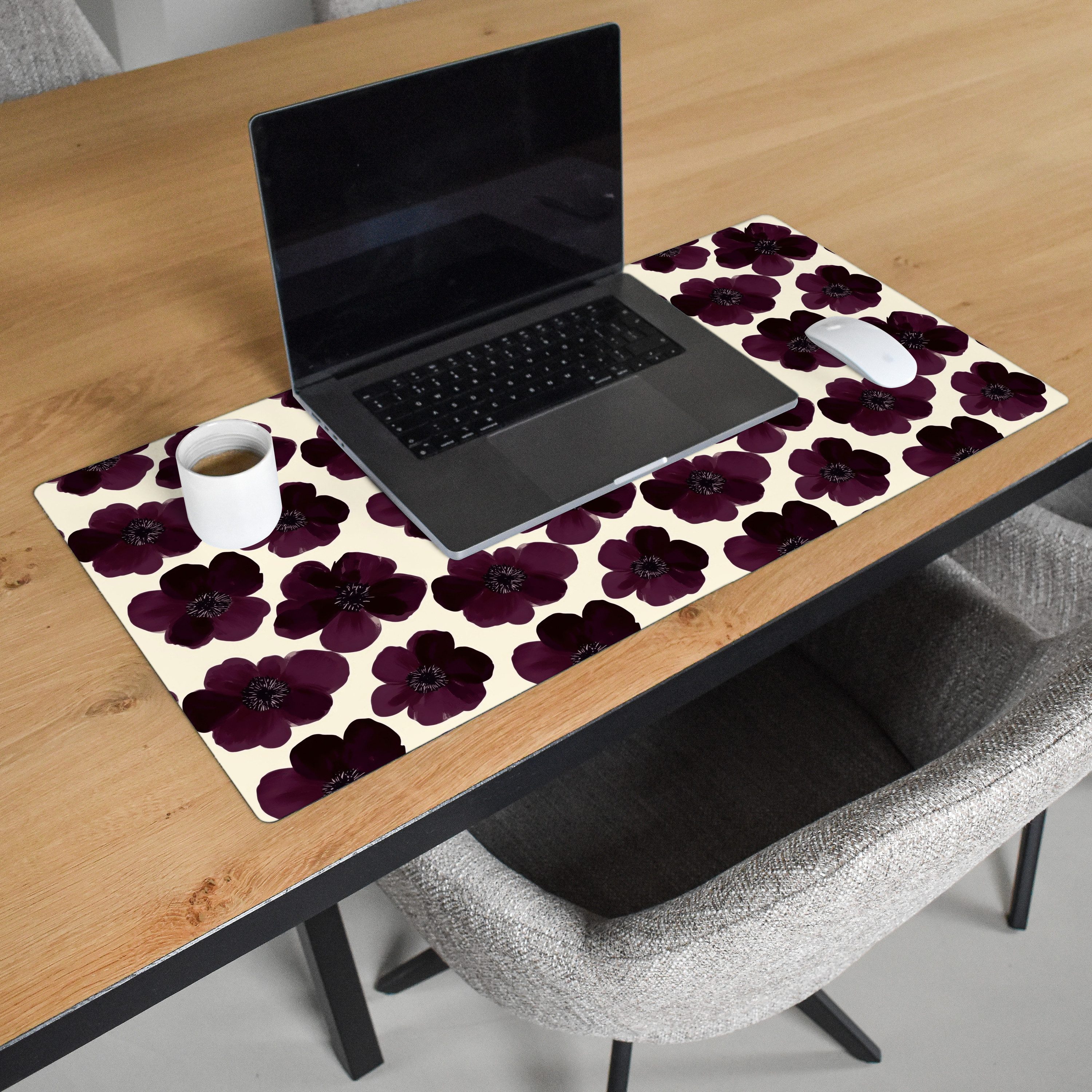 MuchoWow Gaming Mauspad Blumen - Aquarell - Lila (1-St), Gaming Mauspad XXL, Schreibtischunterlage, Desk Mat Groß, 80x40 cm