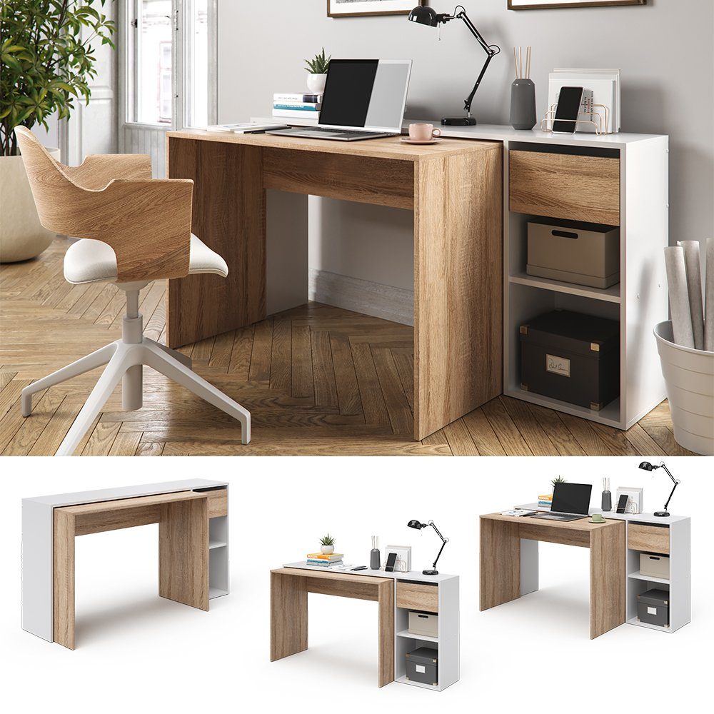Vicco Schreibtisch Ben, Weiß/Sonoma, 145 x günstig online kaufen