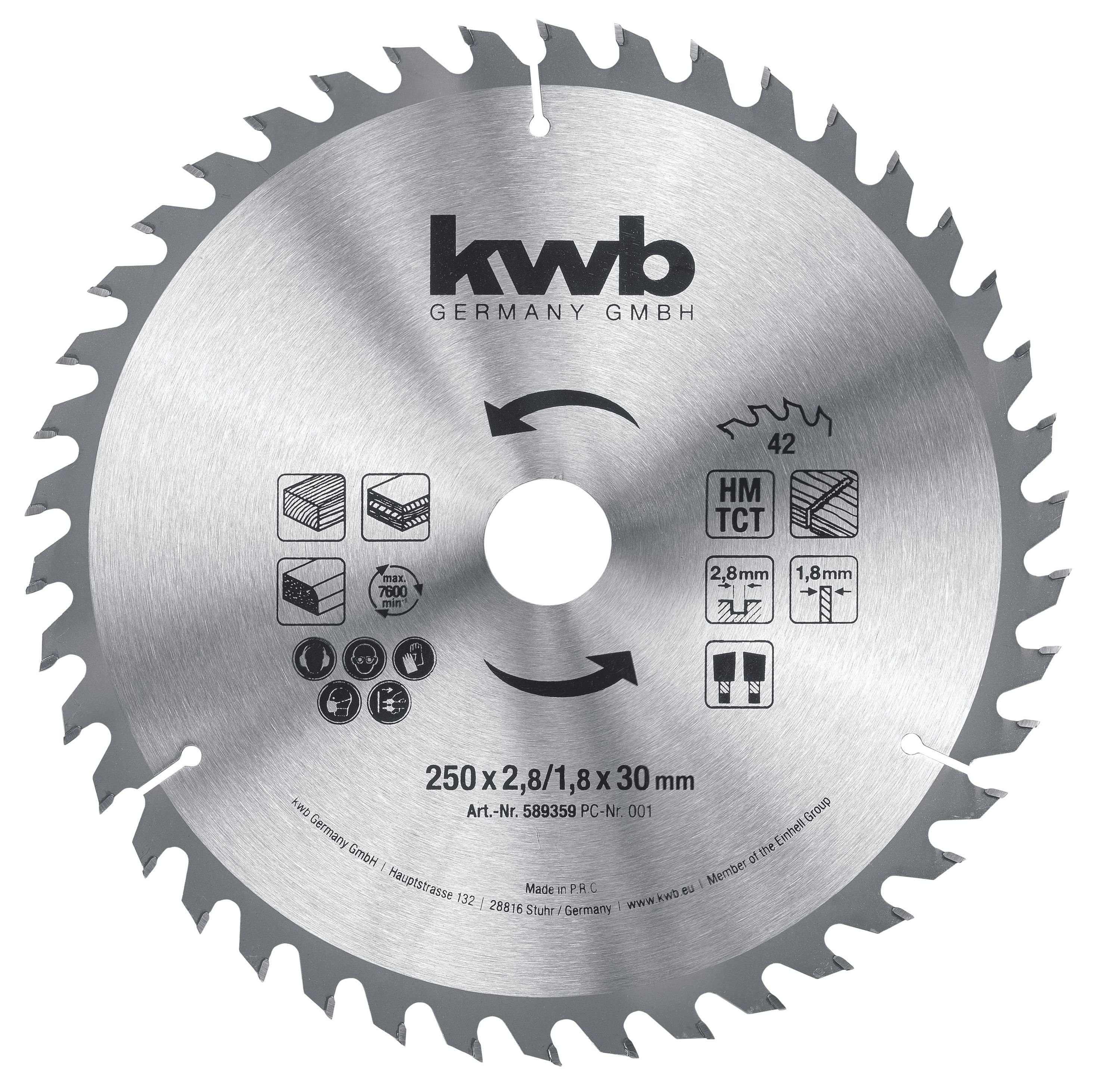 kwb Sägeblatt, Bau-Kreissägeblatt 315 x 30 Sägeblatt für Tisch-Kreissägen, Wechselzah