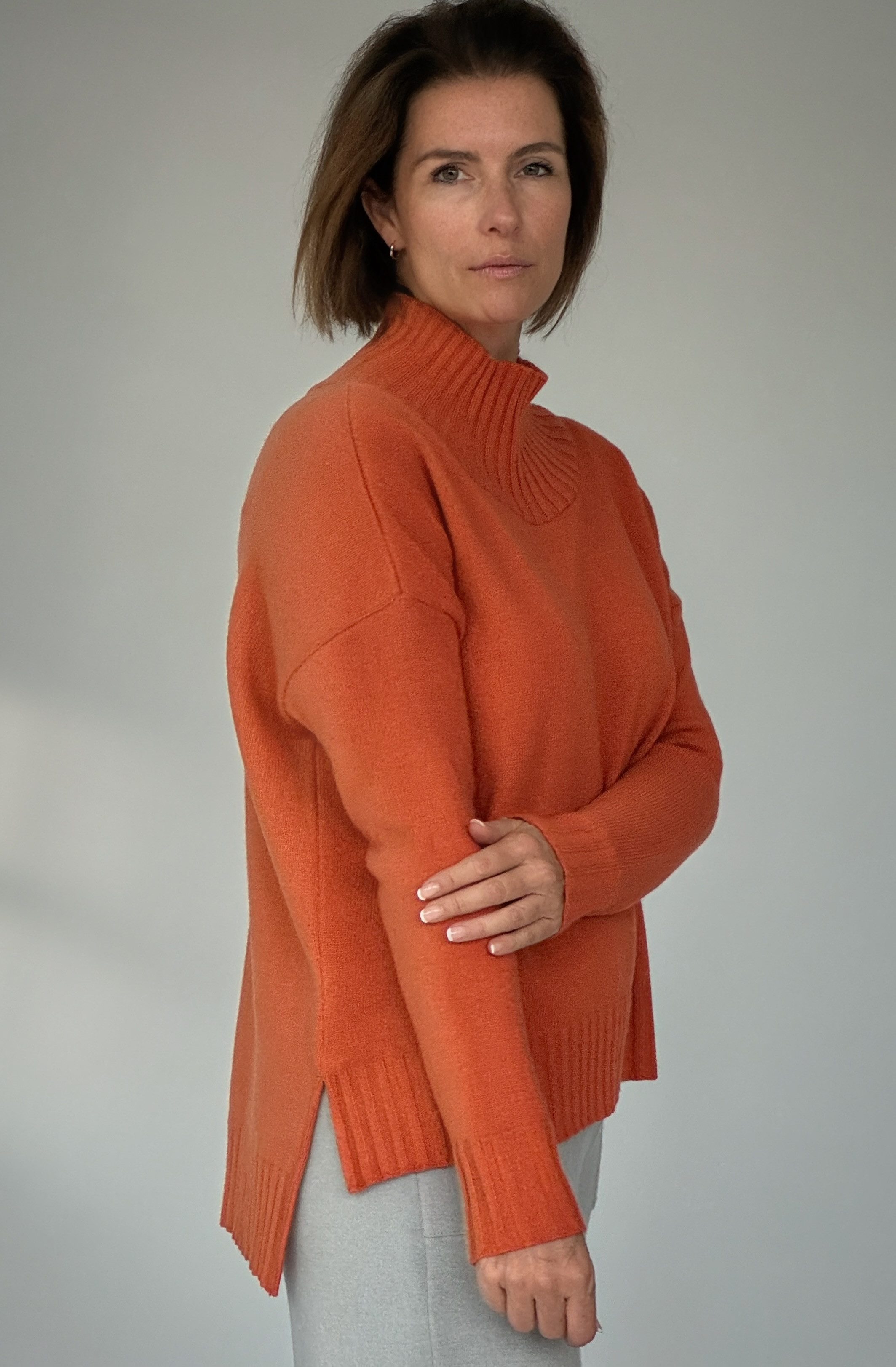 Zuckerwatte Stehkragenpullover bequem geschnitten, Merinowolle mit günstig online kaufen