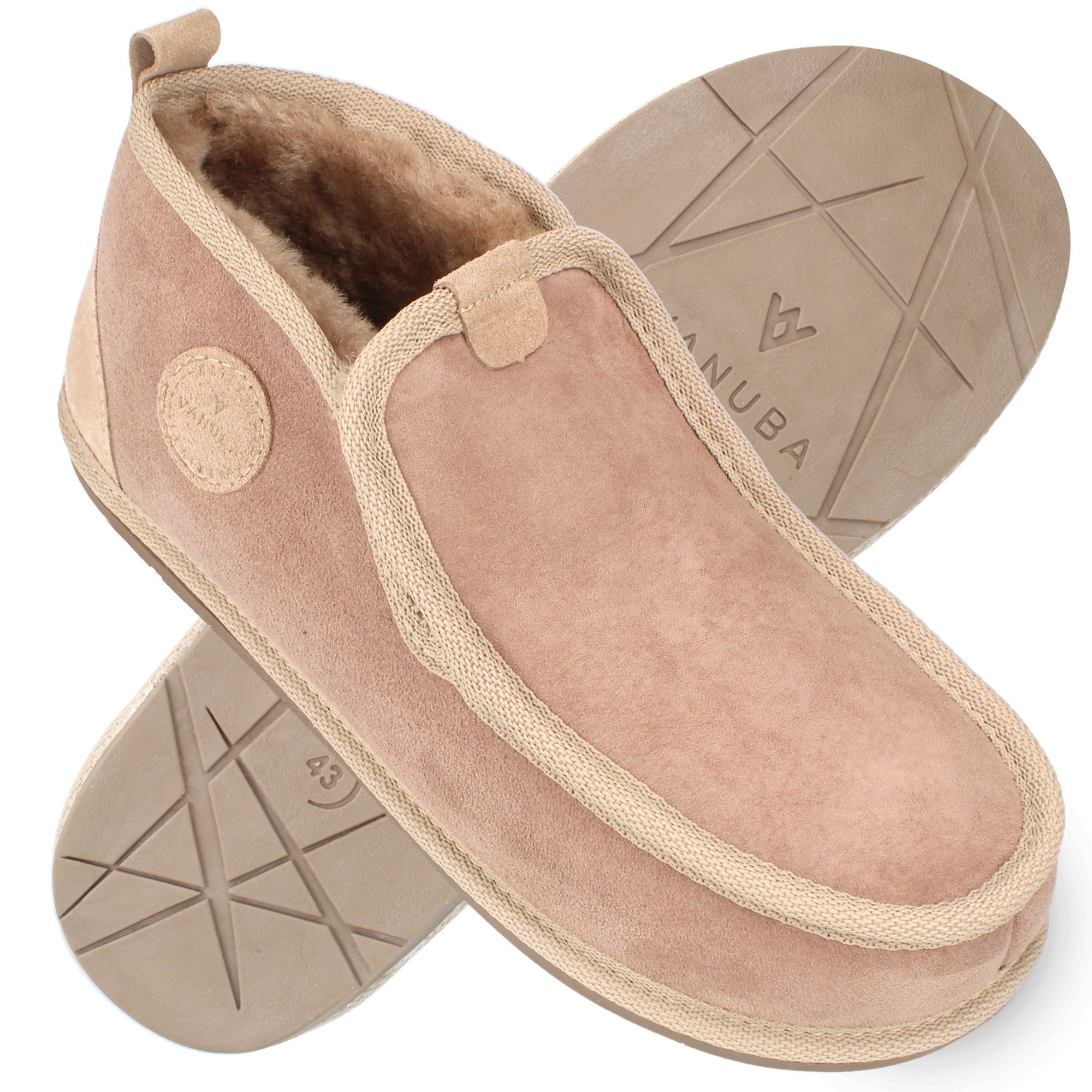 Vanuba BOND Herren Hausschuh Lammfell Домашняя обувь, zum schlupfen, Gummisohle