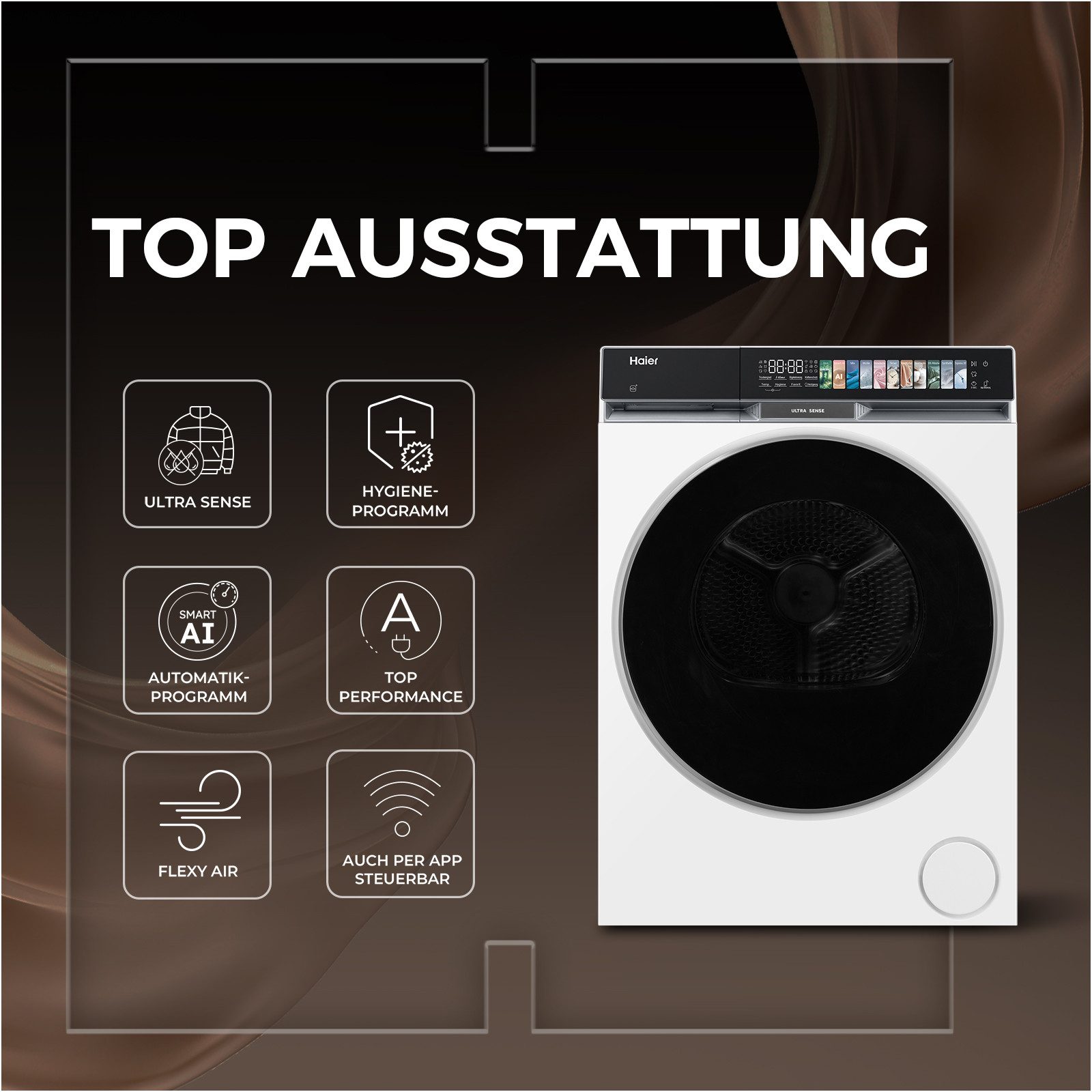 Haier Wärmepumpentrockner G9 Serie HD90-A687U1, Smart AI Automatikprogramm & Ultra Sense