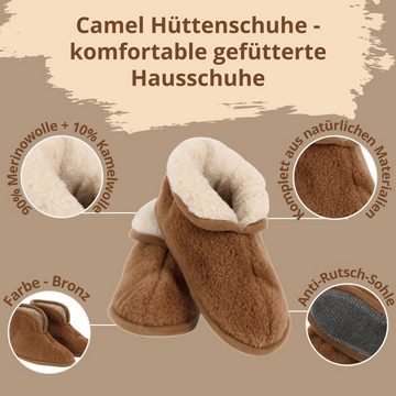 Sevan Roses Camel Hüttenschuhe - warme Pantoffeln Hüttenschuhe