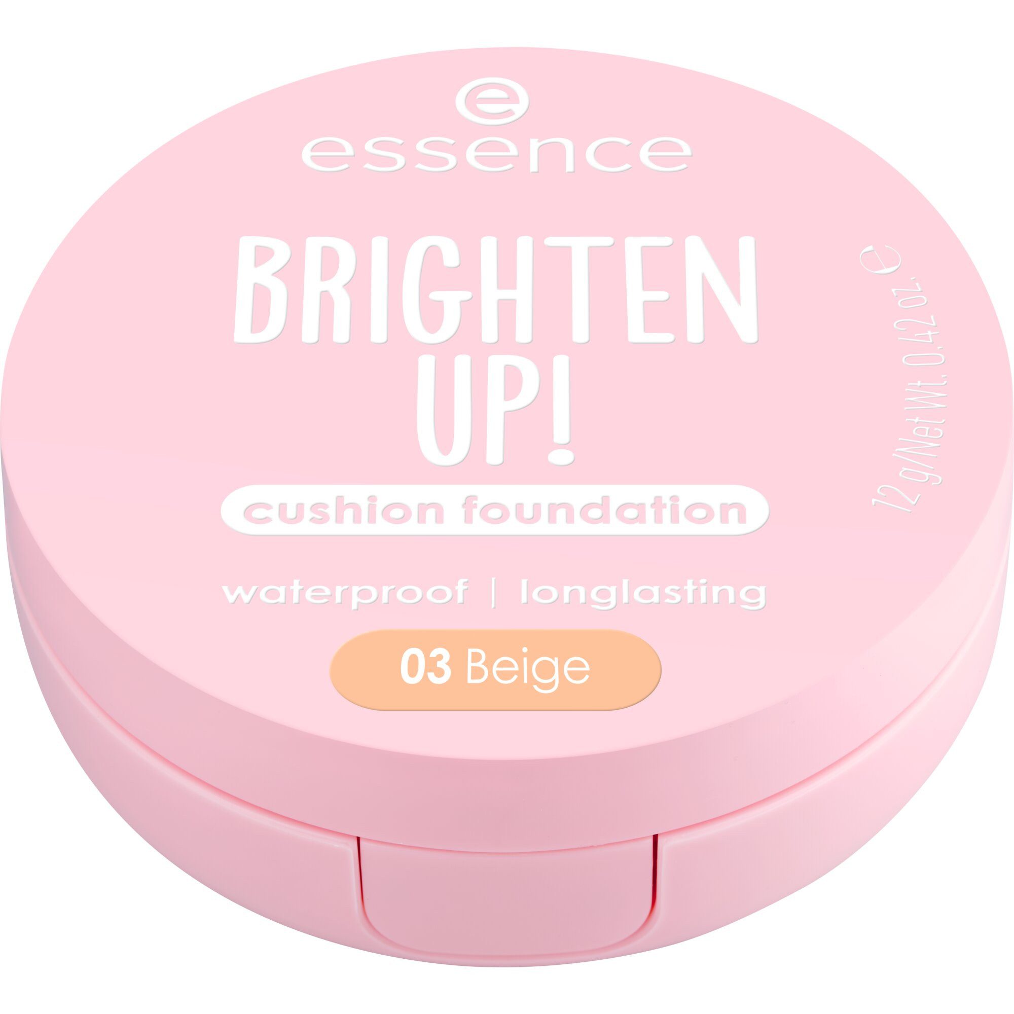 Essence Foundation BRIGHTEN UP! cushion foundation, 3-tlg., flüssige Textur, aufbaubare Deckkraft, wasserfest, aufhellend