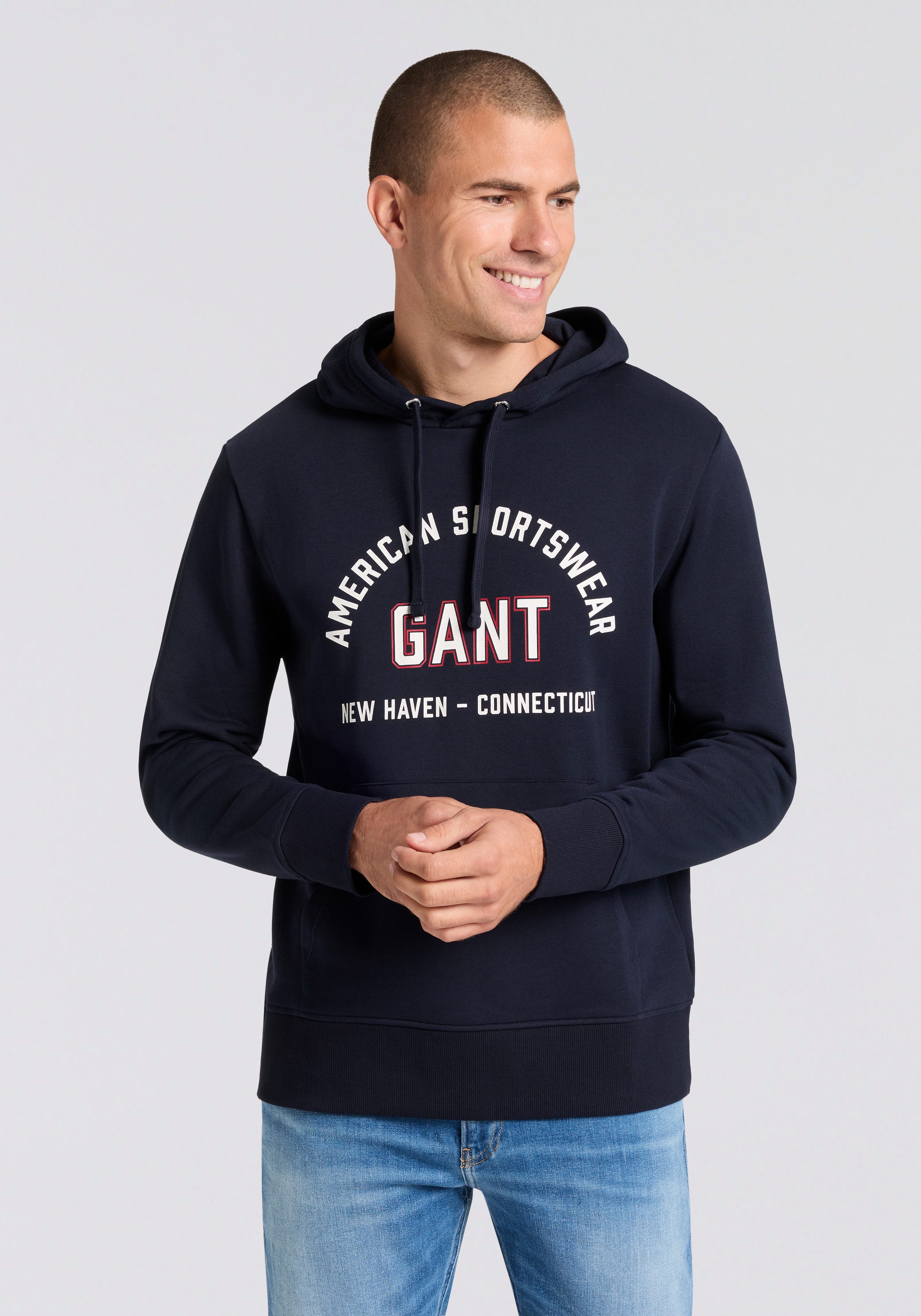 Gant Sweatshirt PRINTED GRAPHIC mit Kapuze, regular fit, Kängurutasche