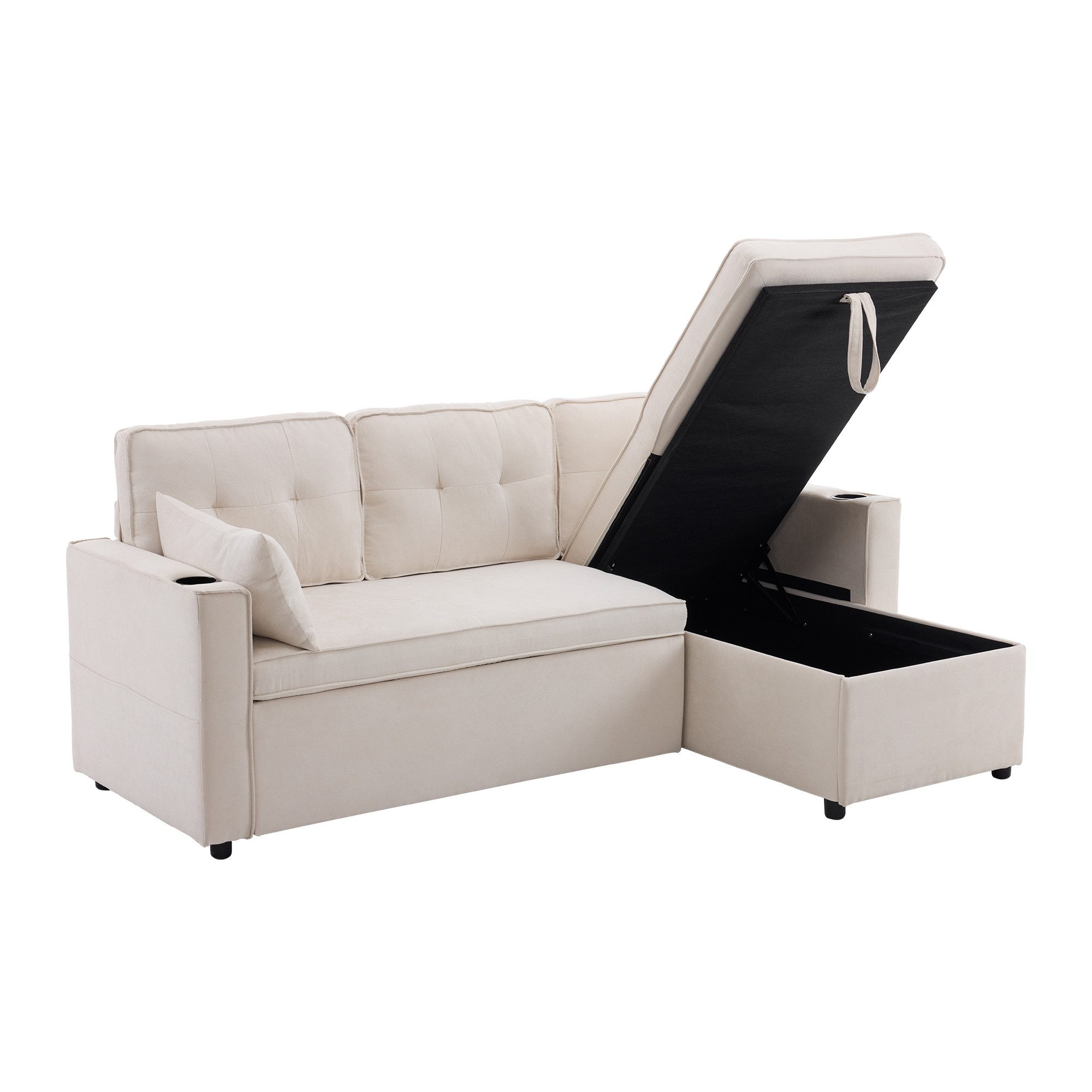 Merax Ecksofa L-Form, Loungesessel mit Schlaffunktion, günstig online kaufen