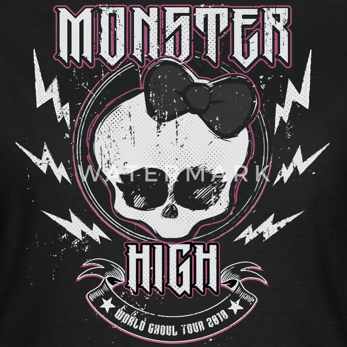 Spreadshirt T-Shirt Monster High™ World Ghoul Tour Totenkopf-Design Frauen T-Shirt (1-tlg) Slim Fit, fällt klein aus