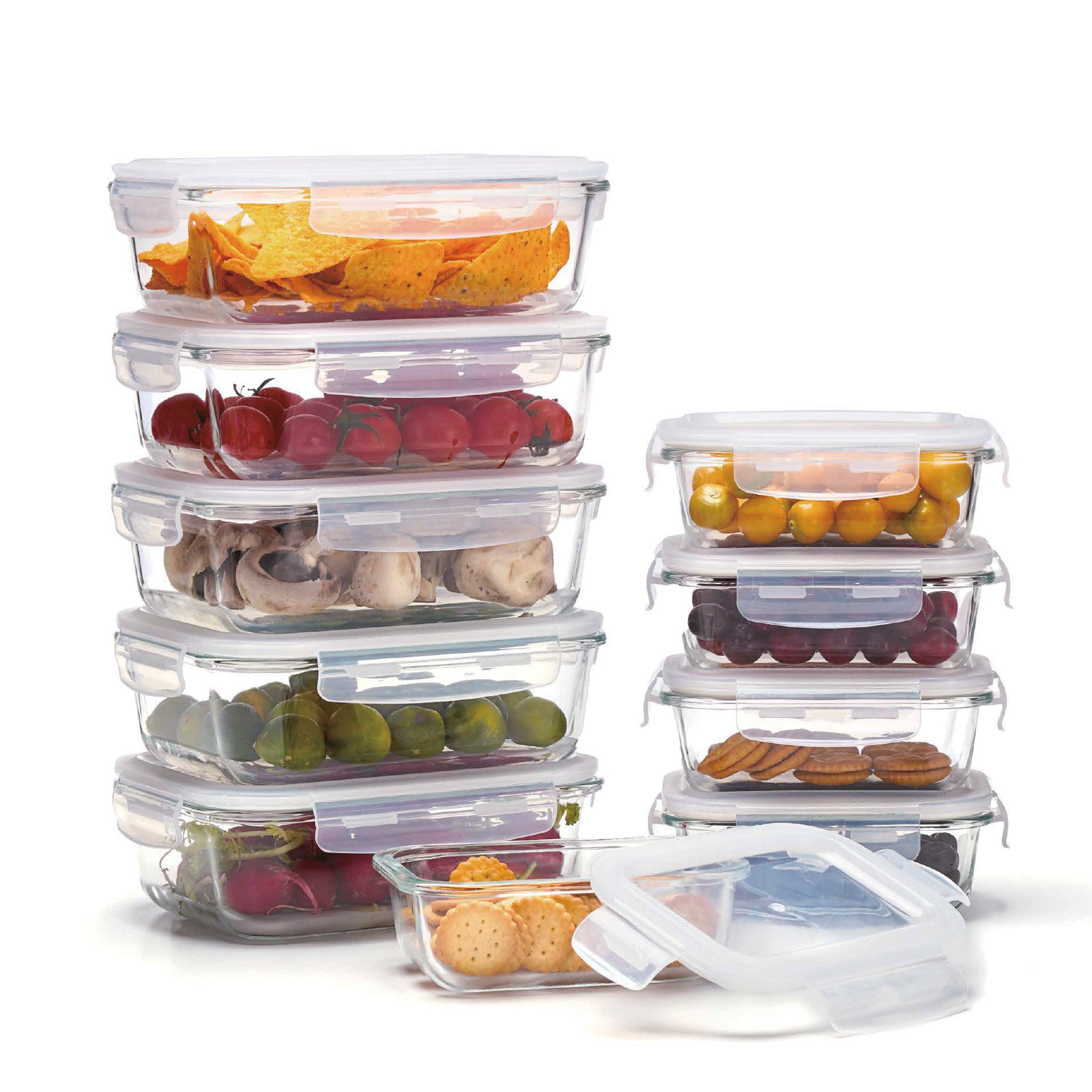 Lacers Frischhaltedose Lacers PurpleLine Frischhaltedosen Set aus Glas 20er-Set mit Deckel, (20-tlg)