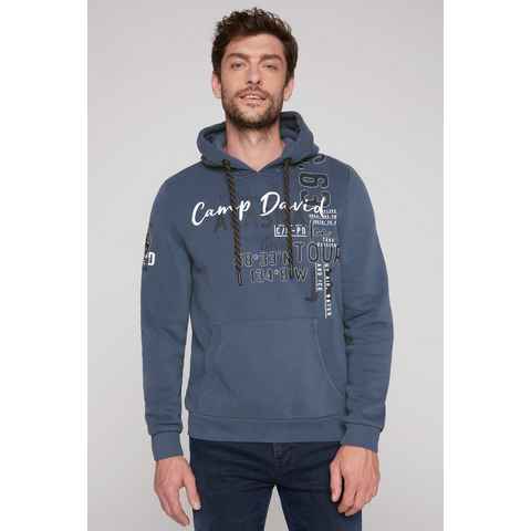 CAMP DAVID Kapuzensweatshirt mit Label-Applikationen