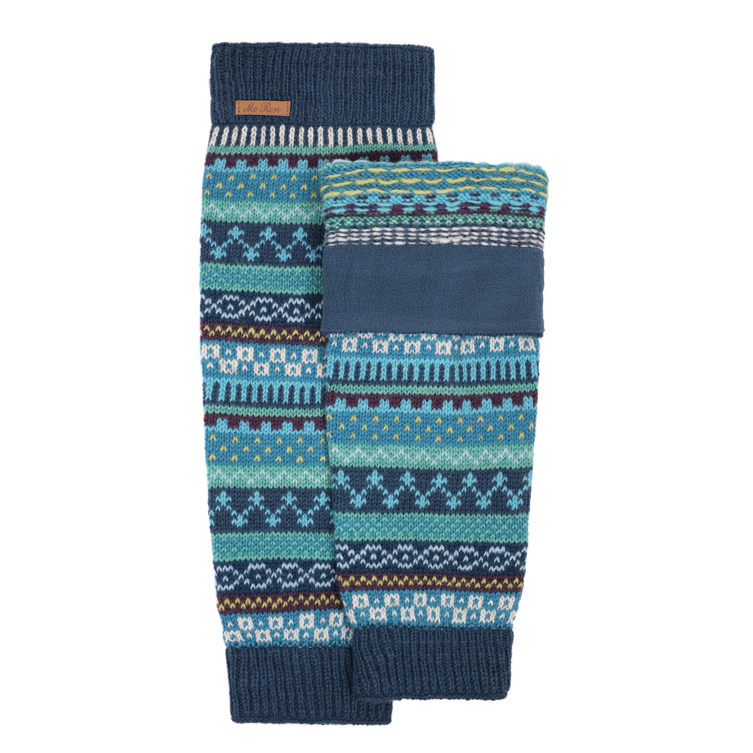 McRon Beinstulpen Gestrickte Stulpen im Norweger Design Modell Maleg, mit Fleeceband