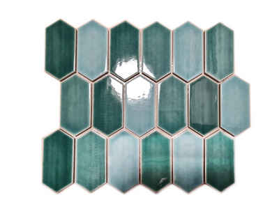 Mosani Mosaikfliesen Keramikmosaik Mosaikfliesen grün glänzend / 10 Mosaikmatten
