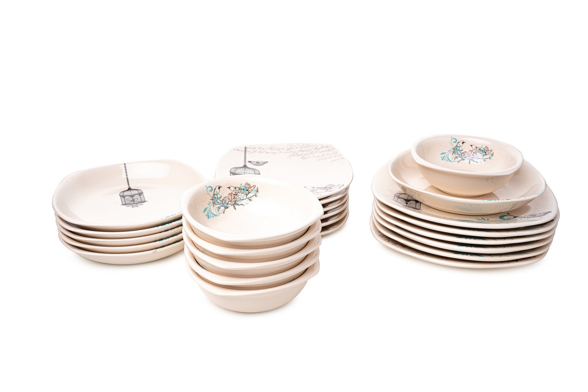 Hermia Concept Teller-Set 100% CERAMIC STONEWARE, 27 x 27 x 27 cm (6 Pieces) M1301 (24-tlg)