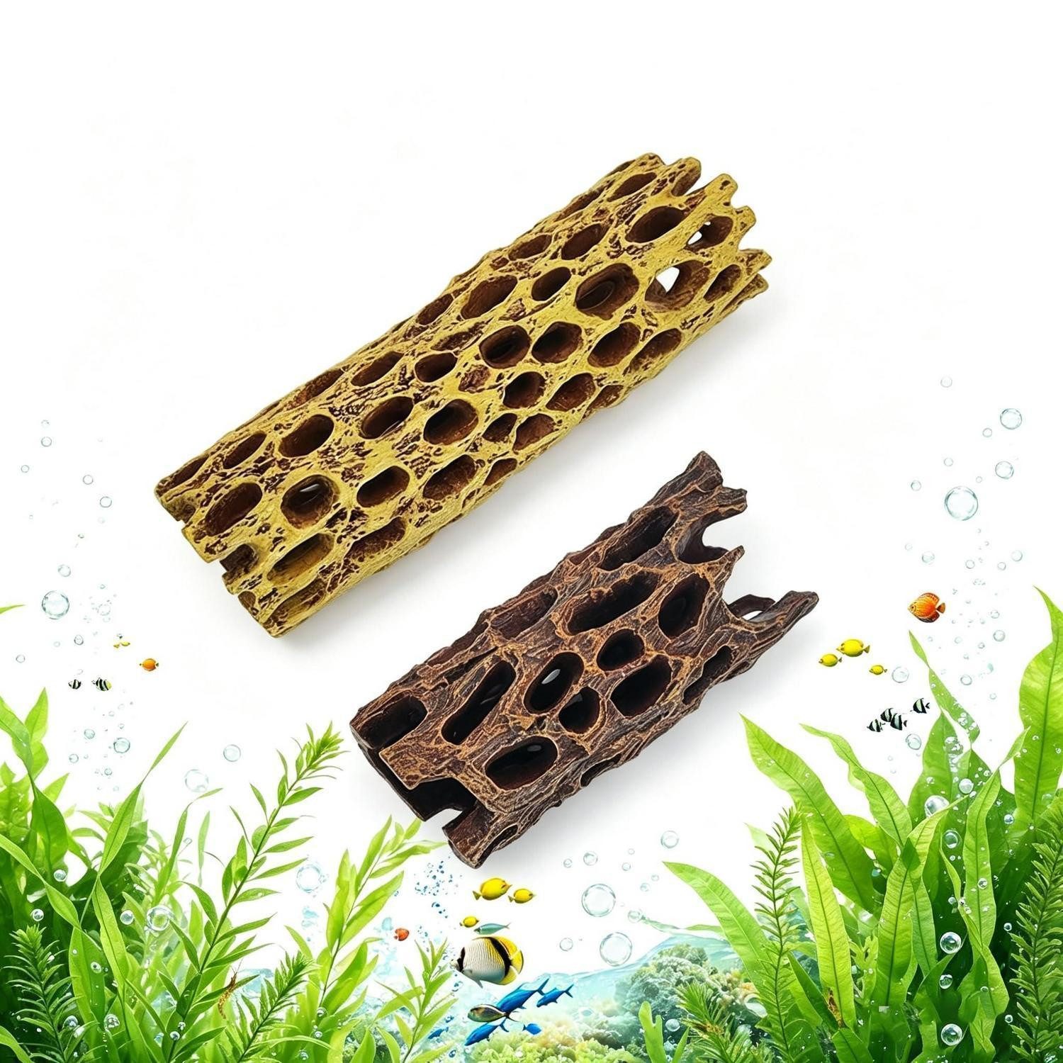 LuxusKollektion Tierfigur Aquarium Garnelen Versteck 2er Set Rot/Gelb (2 St)