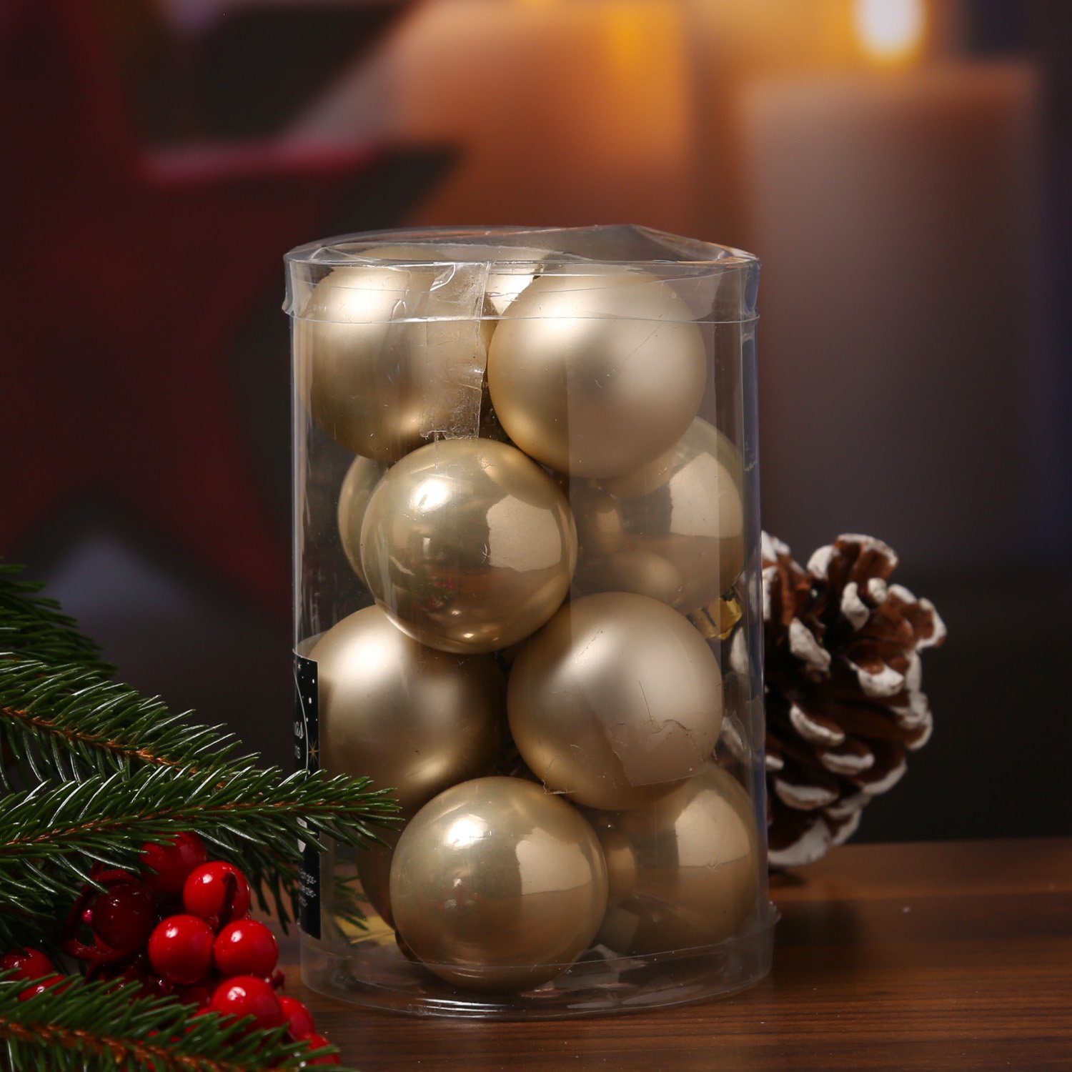 D: St) 16St Glas (16 Weihnachtskugel Weihnachtsbaumkugel Christbaumkugel glänzend 3,5cm matt creme MARELIDA