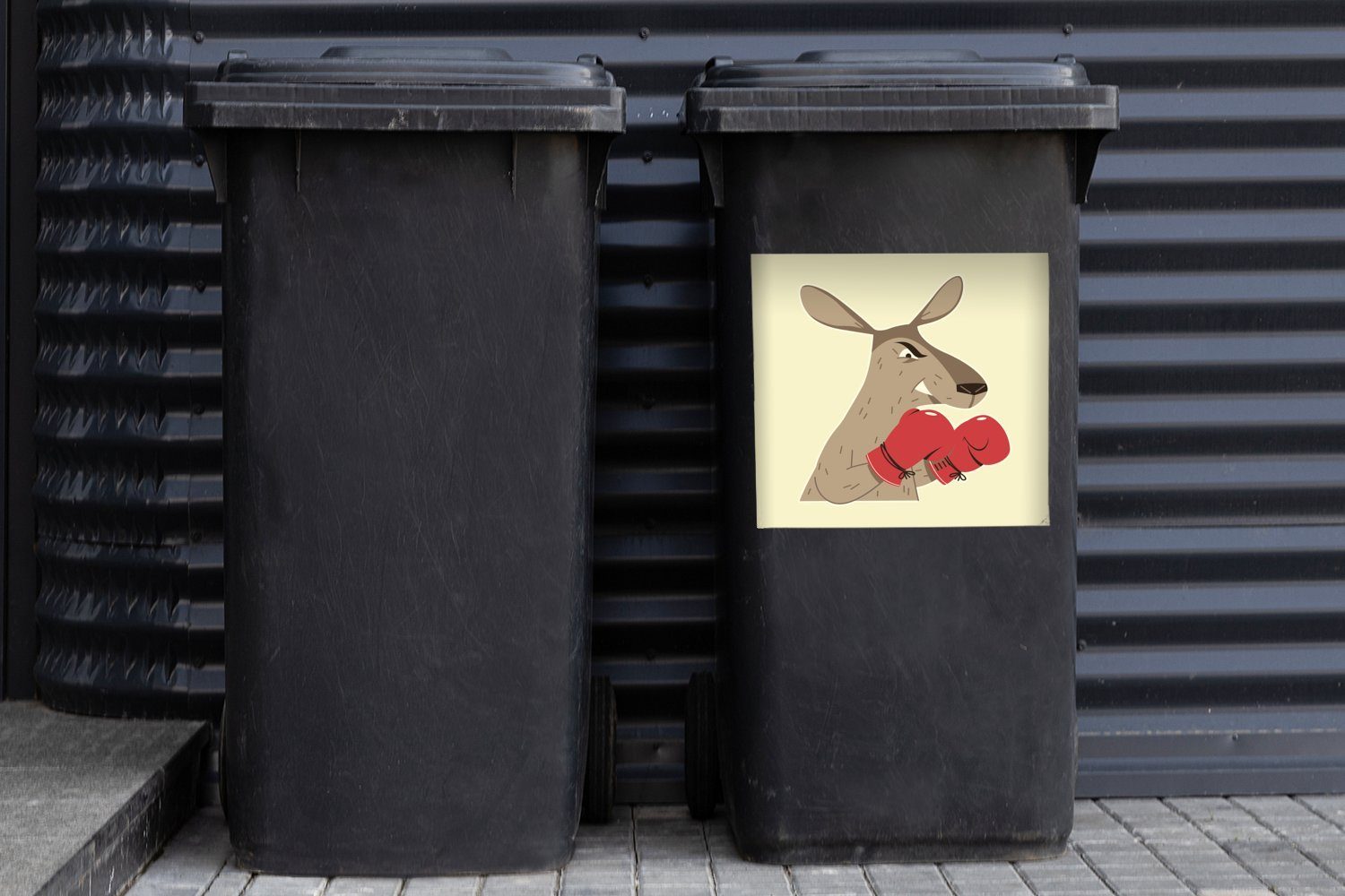 (1 - Wandsticker Känguru Container, - Mülleimer-aufkleber, Pastell Abfalbehälter Boxhandschuhe Sticker, Mülltonne, St), MuchoWow