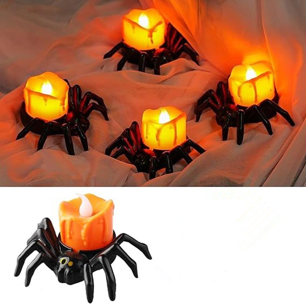 autolock Kerzenleuchter Halloween Spinne Kerzenlicht - 10 Stück LED Halloween Deko, Kerzenlichter Flammenlos Batterie Teelichter Spinne Kerzenlichter