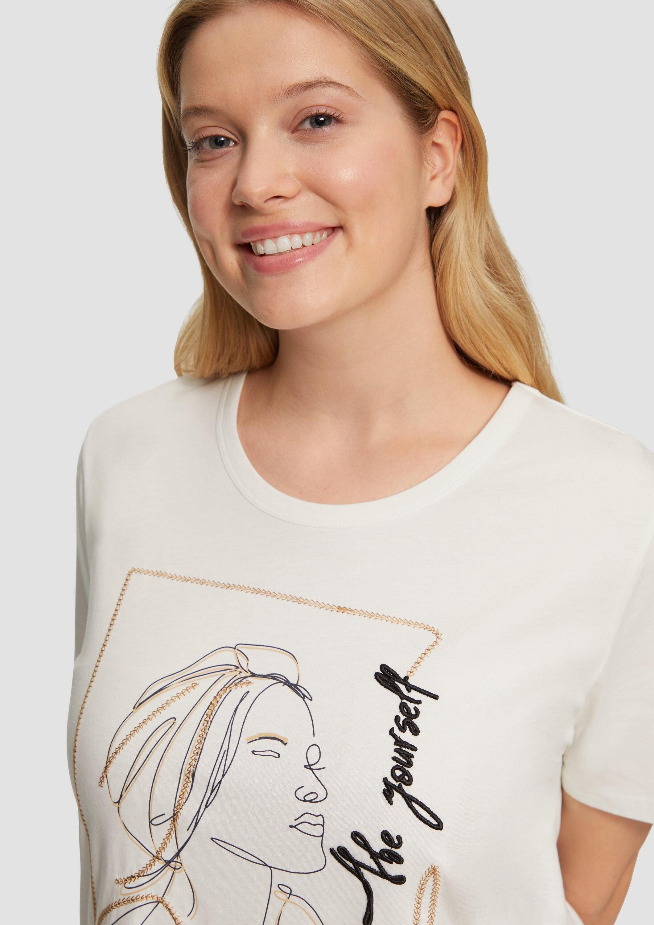 s.Oliver Kurzarmshirt T-Shirt T-Shirt mit Stickerei-Artwork