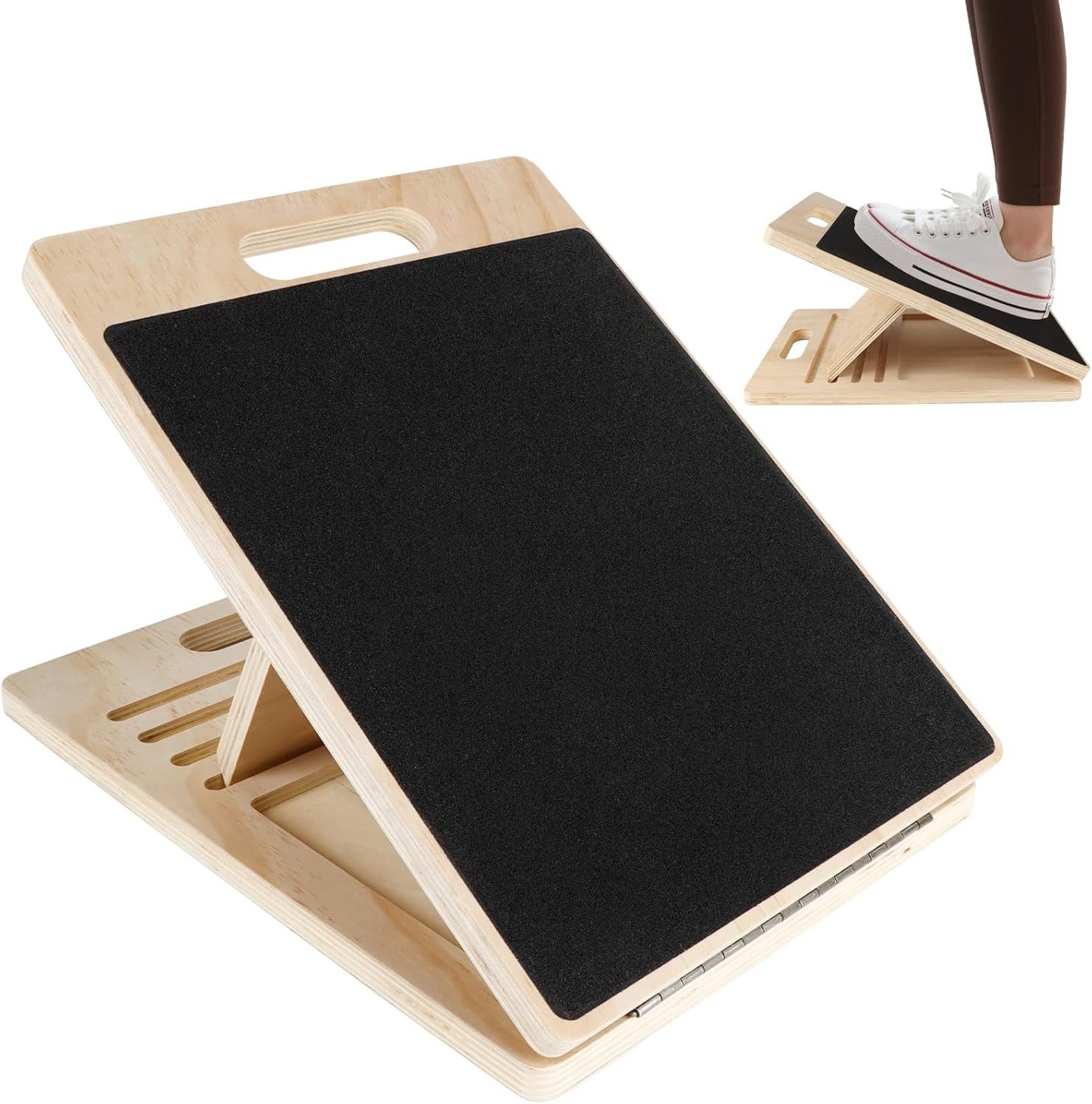 Balanceboard Schrägbrett Holz Wadendehner 5 Winkel Fitness Klappbar Balance